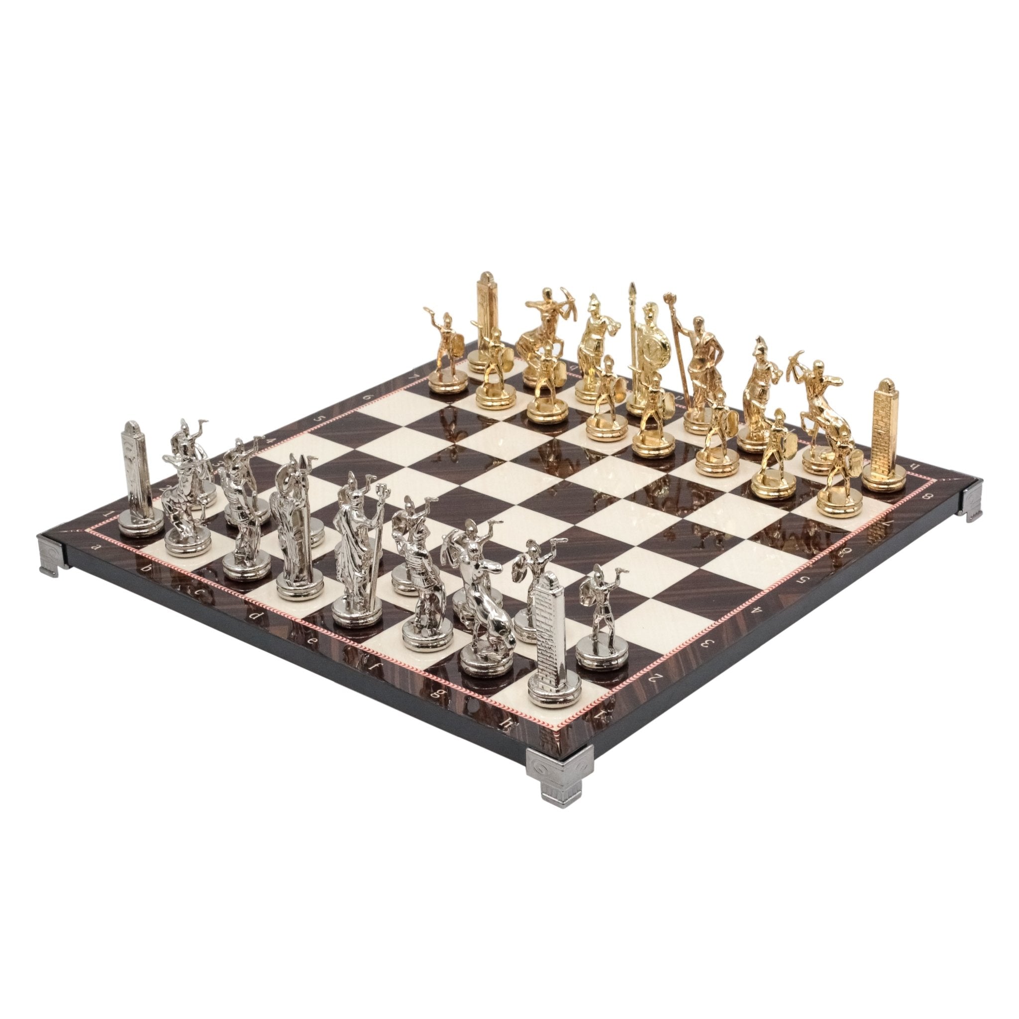 Greek Mythology Poseidon Metal Chess Set | Chess Board w/ Metal Legs 37CM (15") | Model 1 - Cooper Chess