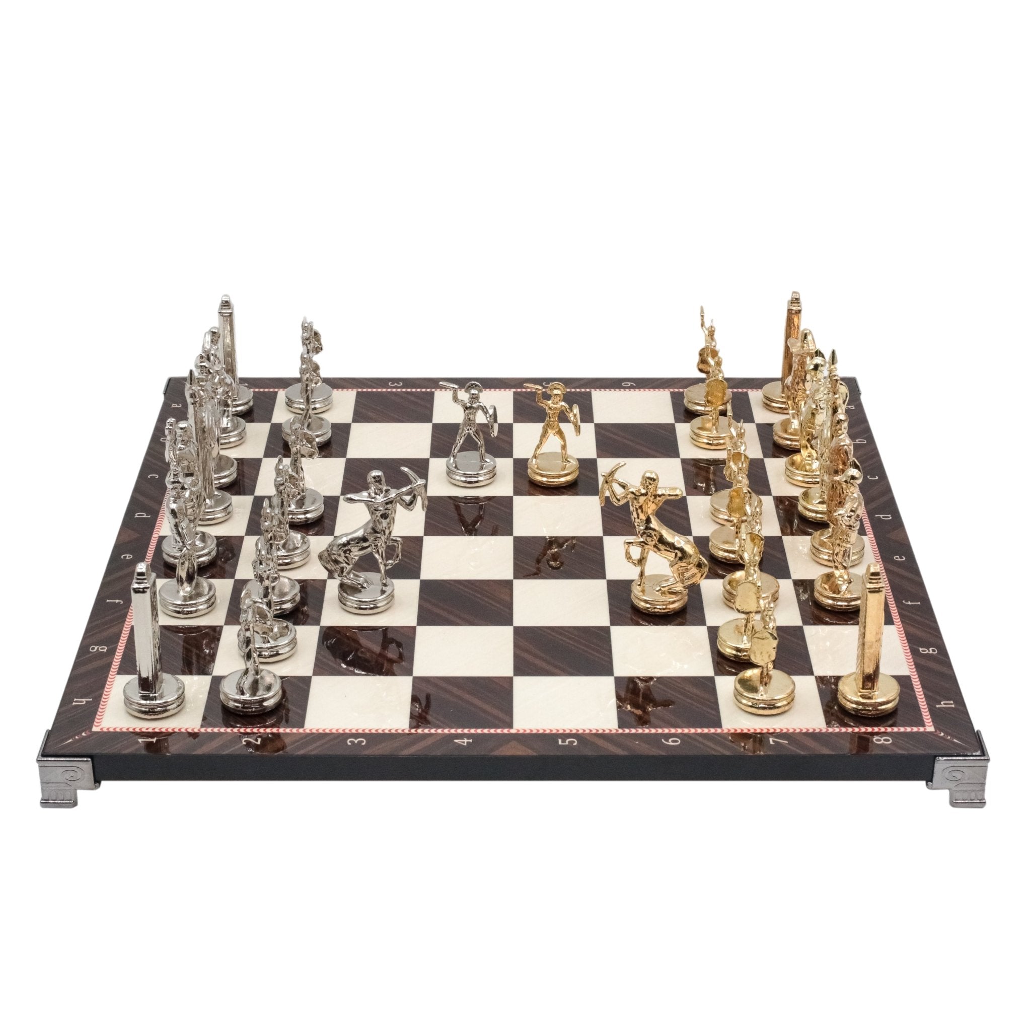 Greek Mythology Poseidon Metal Chess Set | Chess Board w/ Metal Legs 37CM (15") | Model 1 - Cooper Chess
