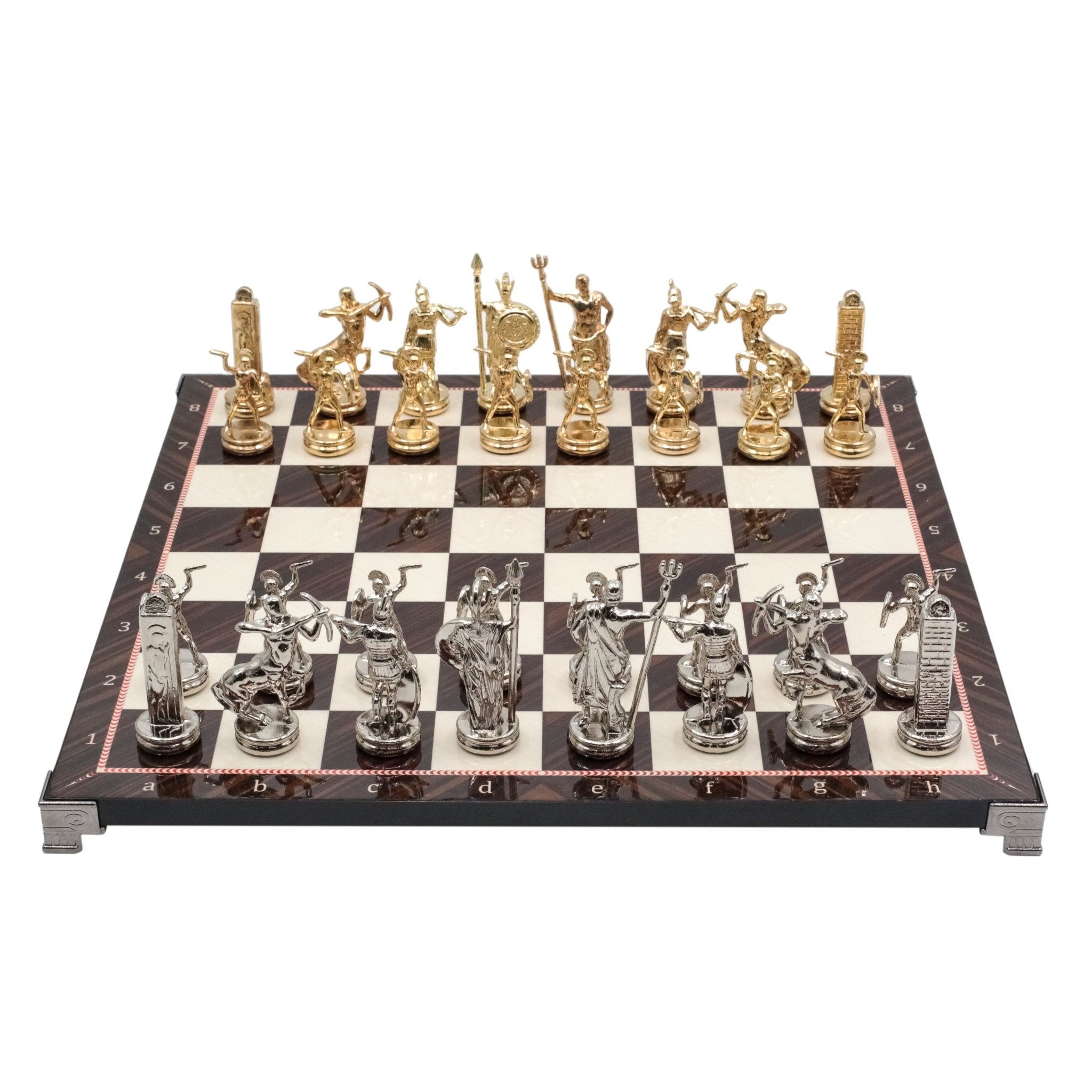 Greek Mythology Poseidon Metal Chess Set | Chess Board w/ Metal Legs 37CM (15") | Model 1 - Cooper Chess