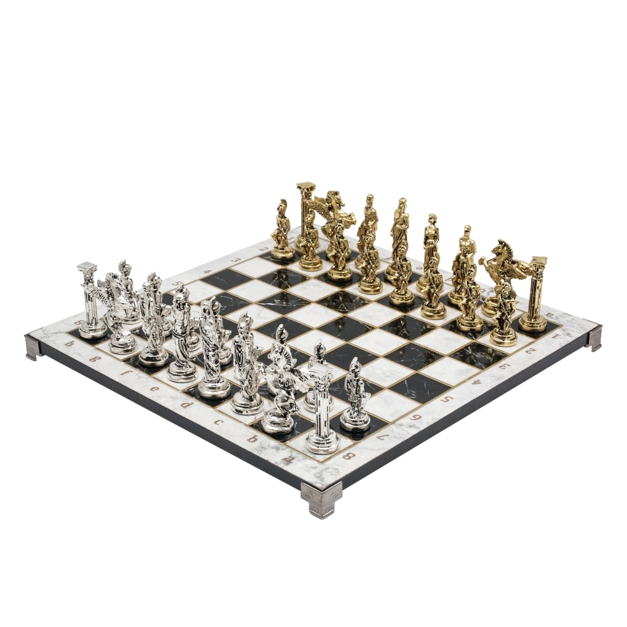 Greek Mythology Pegasus Metal Chess Set | Chess Board w/ Metal Legs 37CM (15") - Cooper Chess