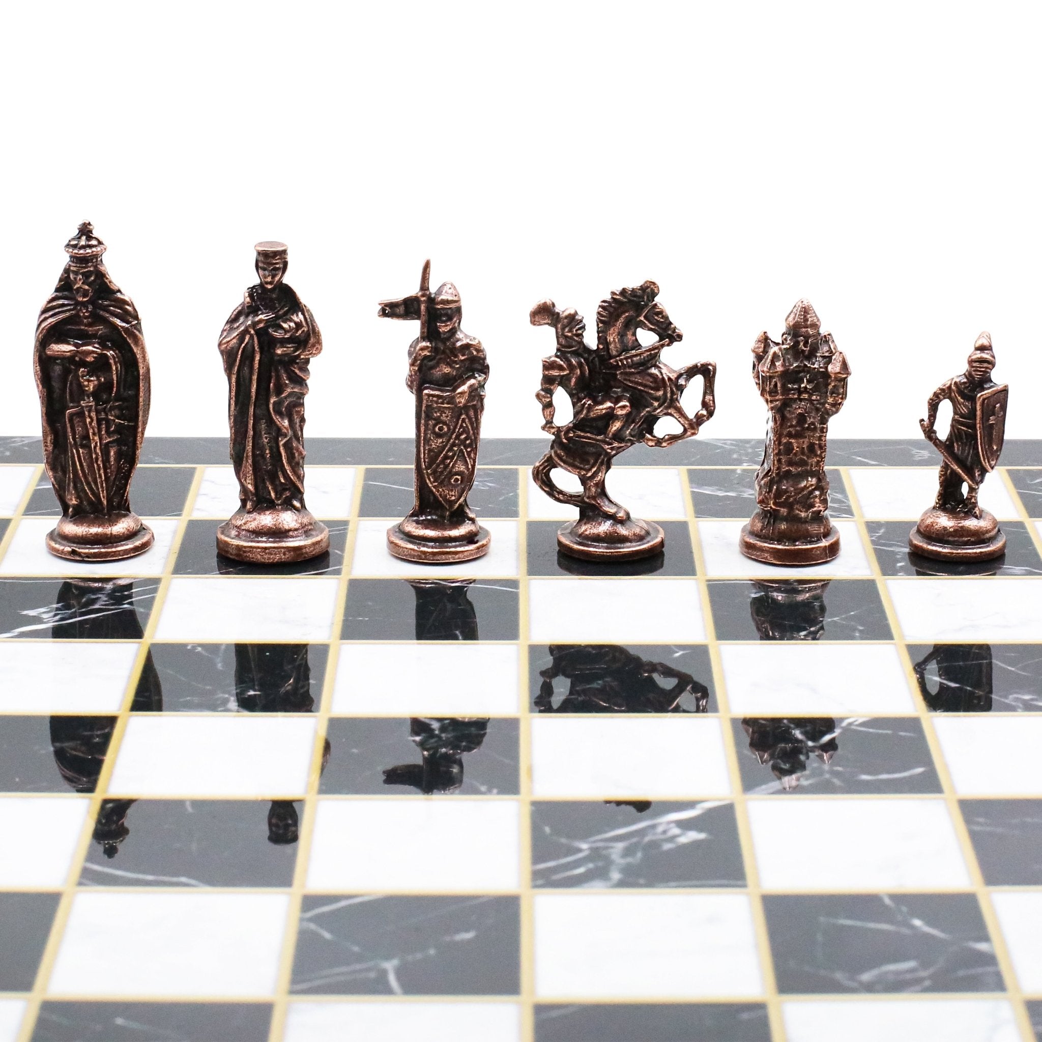 Royal British Vintage Metal Chess Set | Chess Board w/ Metal Legs 37CM (15") - Cooper Chess