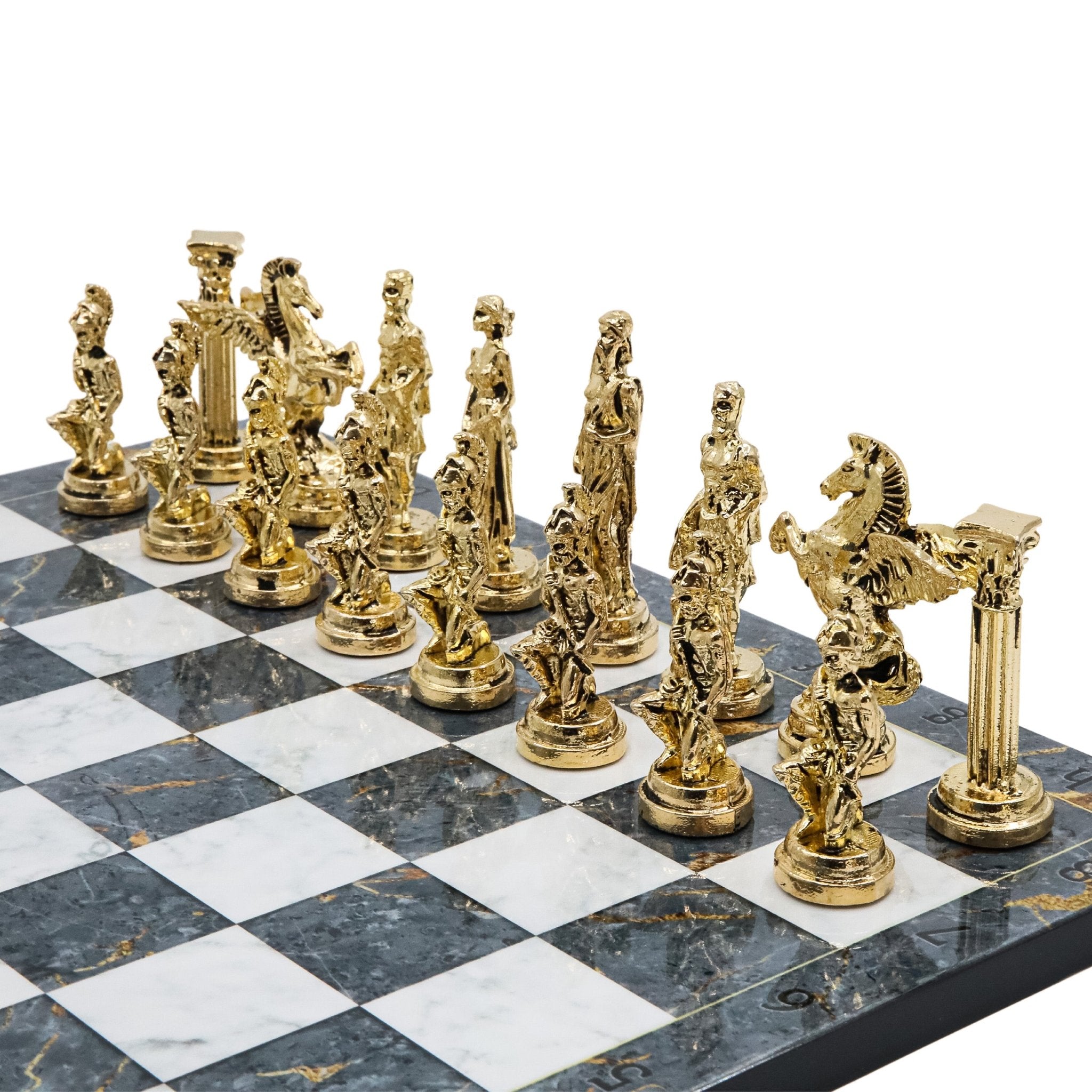 Greek Mythology Pegasus Metal Chess Set | Chess Board w/ Metal Legs 37CM (15") - Cooper Chess