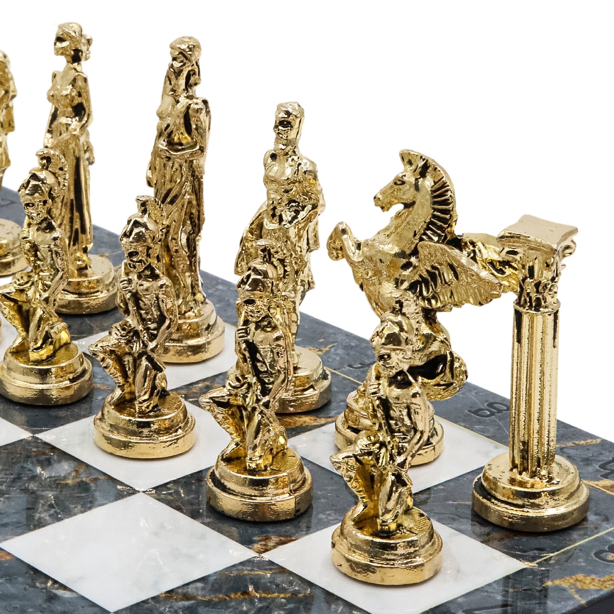 Greek Mythology Pegasus Metal Chess Set | Chess Board w/ Metal Legs 37CM (15") - Cooper Chess