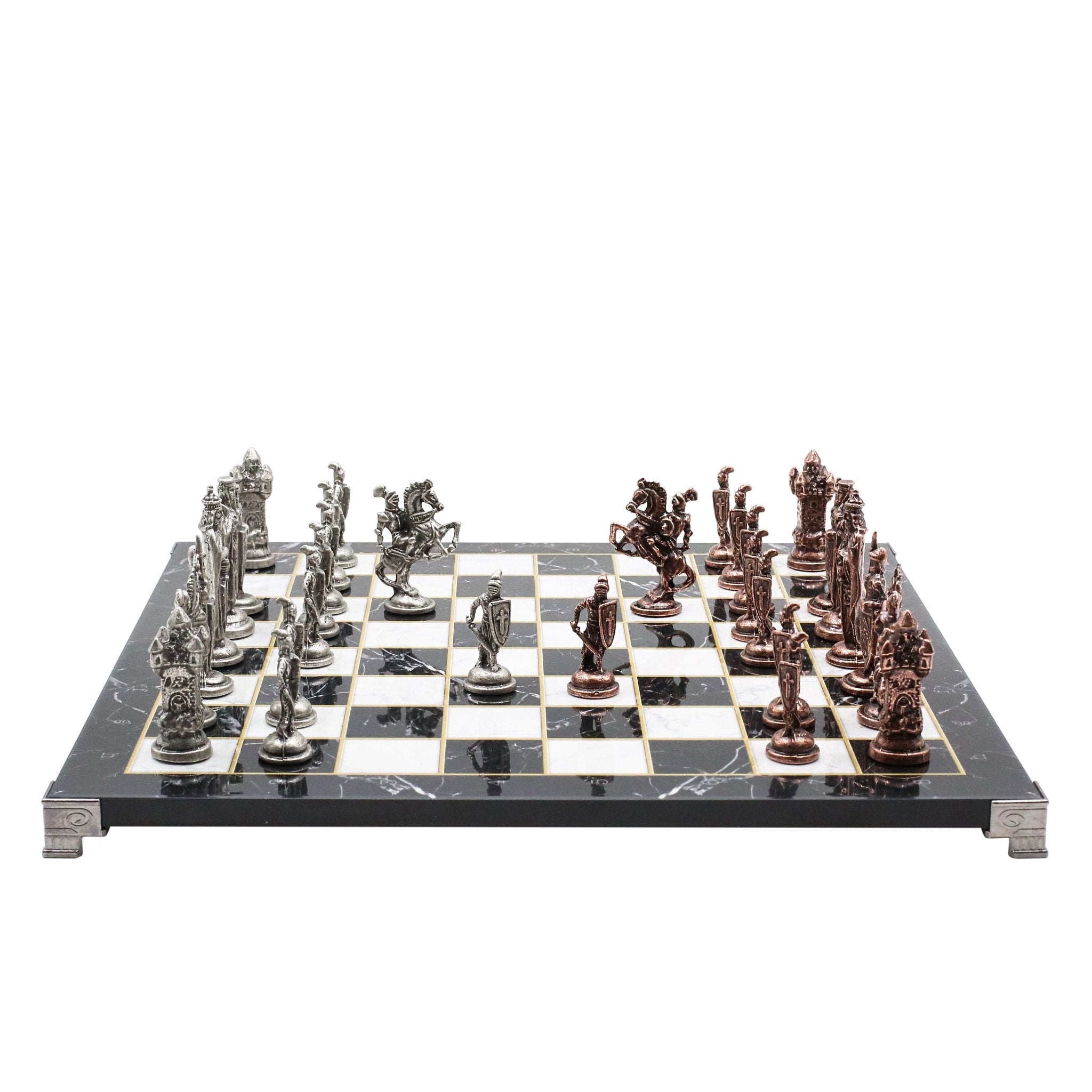 Royal British Vintage Metal Chess Set | Chess Board w/ Metal Legs 37CM (15") - Cooper Chess