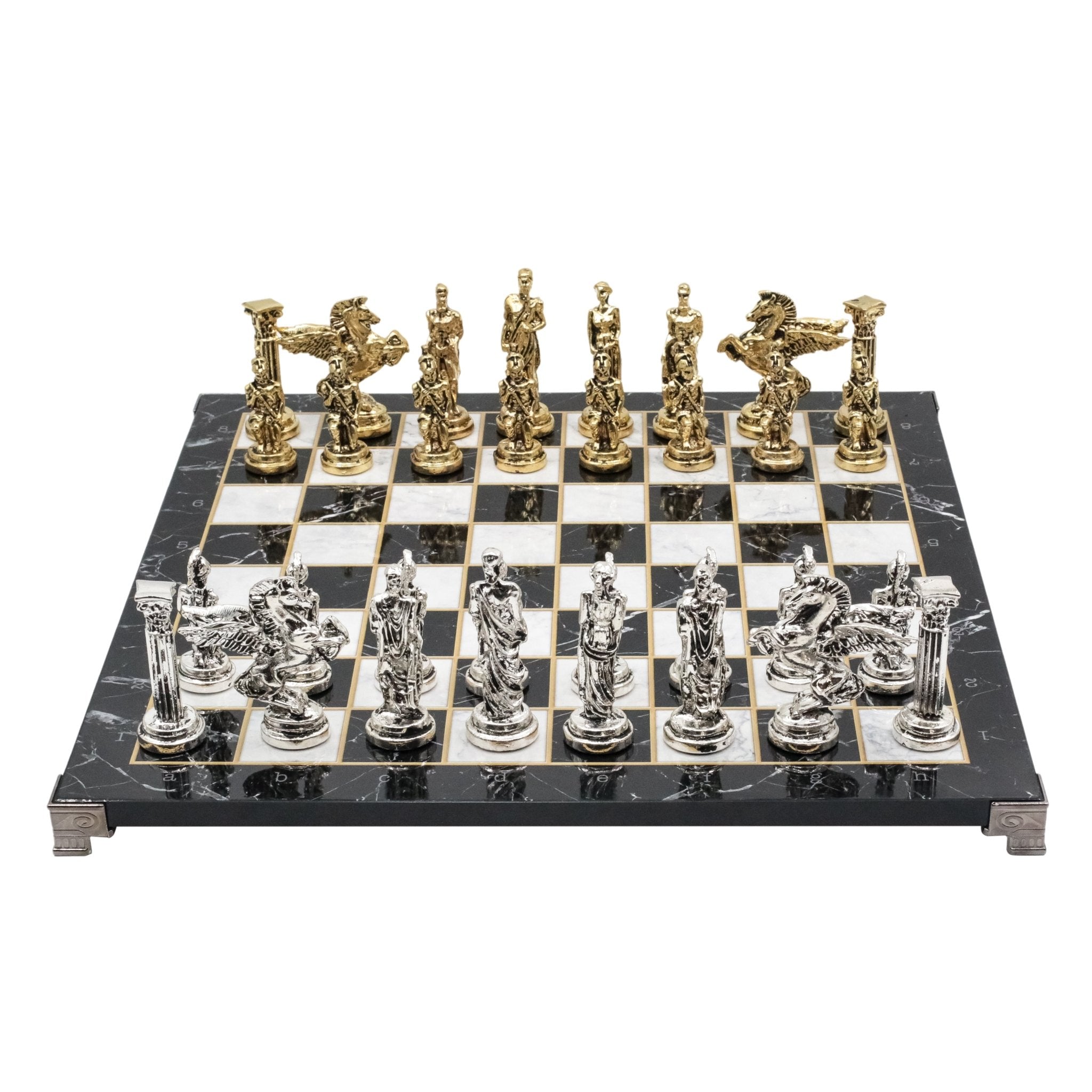 Greek Mythology Pegasus Metal Chess Set | Chess Board w/ Metal Legs 37CM (15") - Cooper Chess