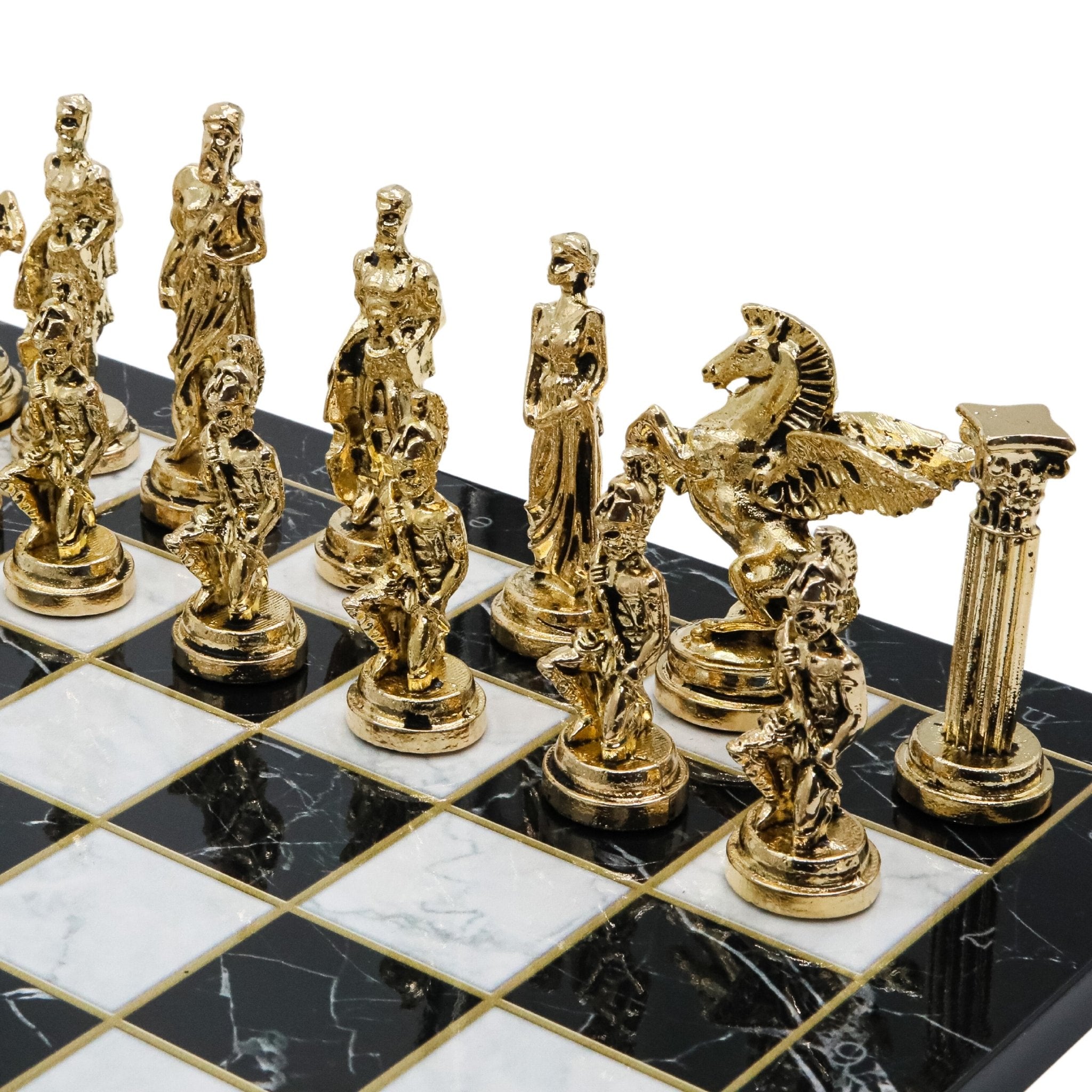 Greek Mythology Pegasus Metal Chess Set | Chess Board w/ Metal Legs 37CM (15") - Cooper Chess