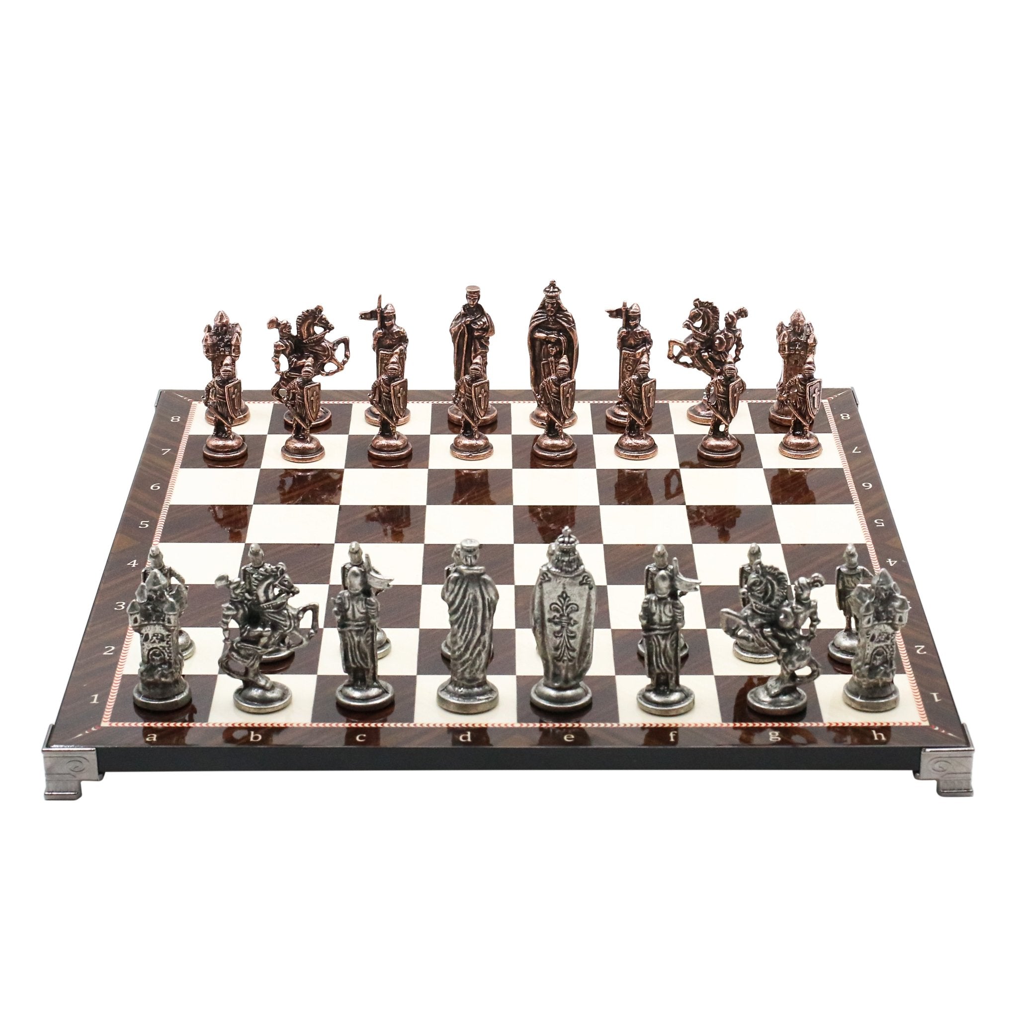 Royal British Vintage Metal Chess Set | Chess Board w/ Metal Legs 37CM (15") - Cooper Chess