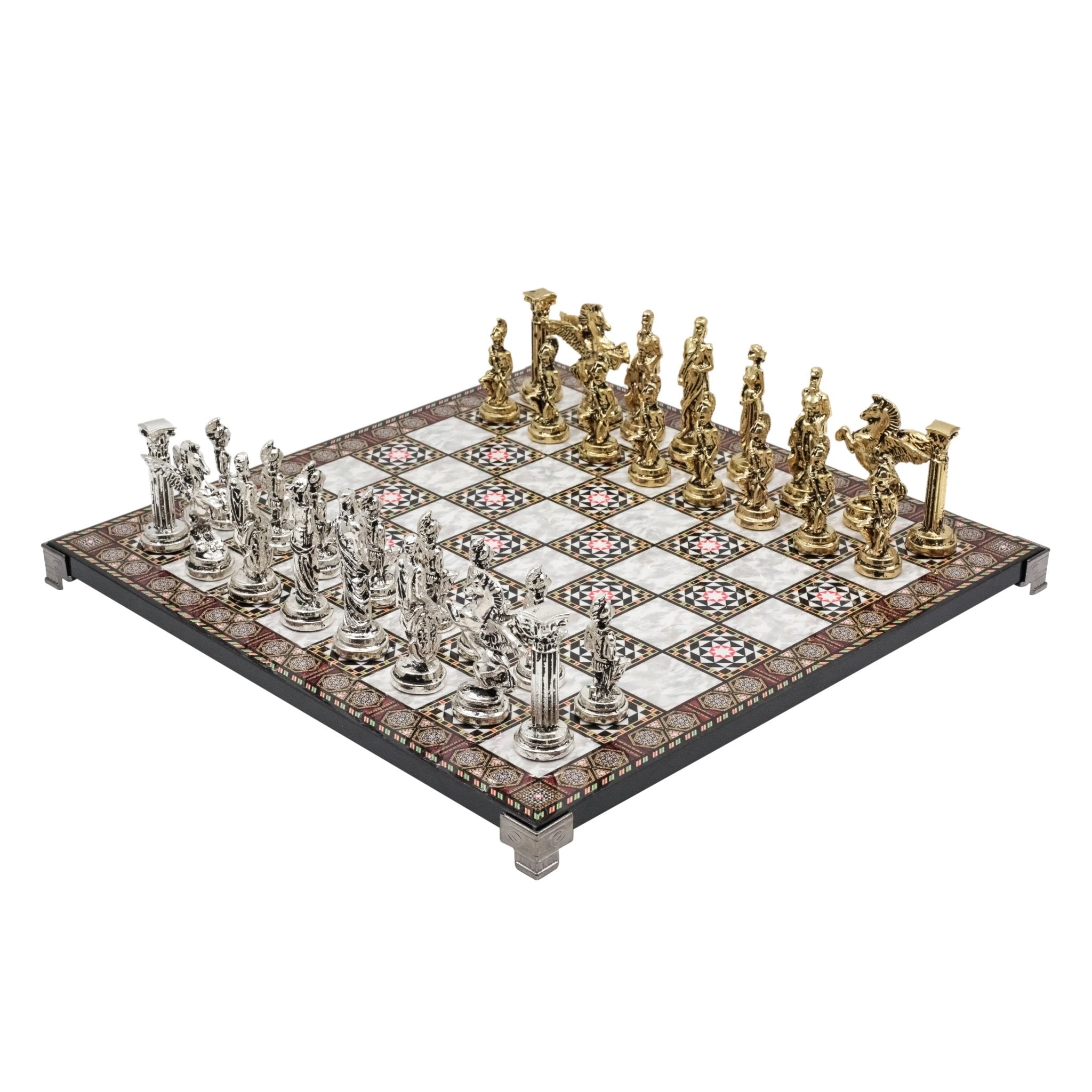 Greek Mythology Pegasus Metal Chess Set | Chess Board w/ Metal Legs 37CM (15") - Cooper Chess