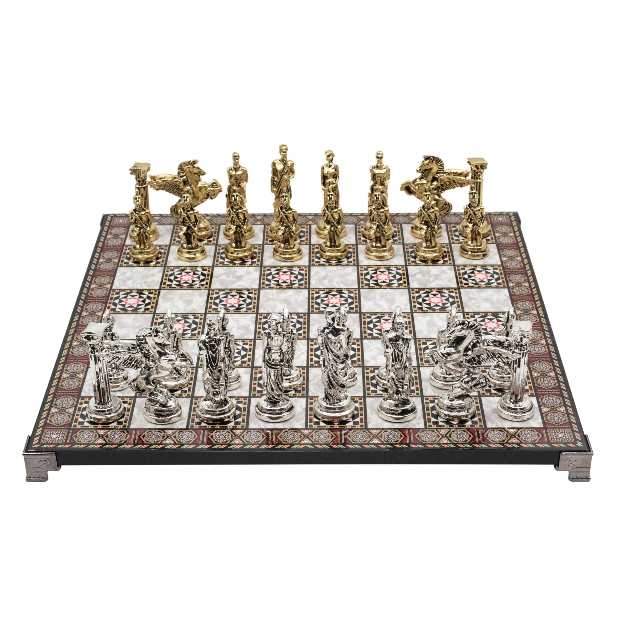 Greek Mythology Pegasus Metal Chess Set | Chess Board w/ Metal Legs 37CM (15") - Cooper Chess