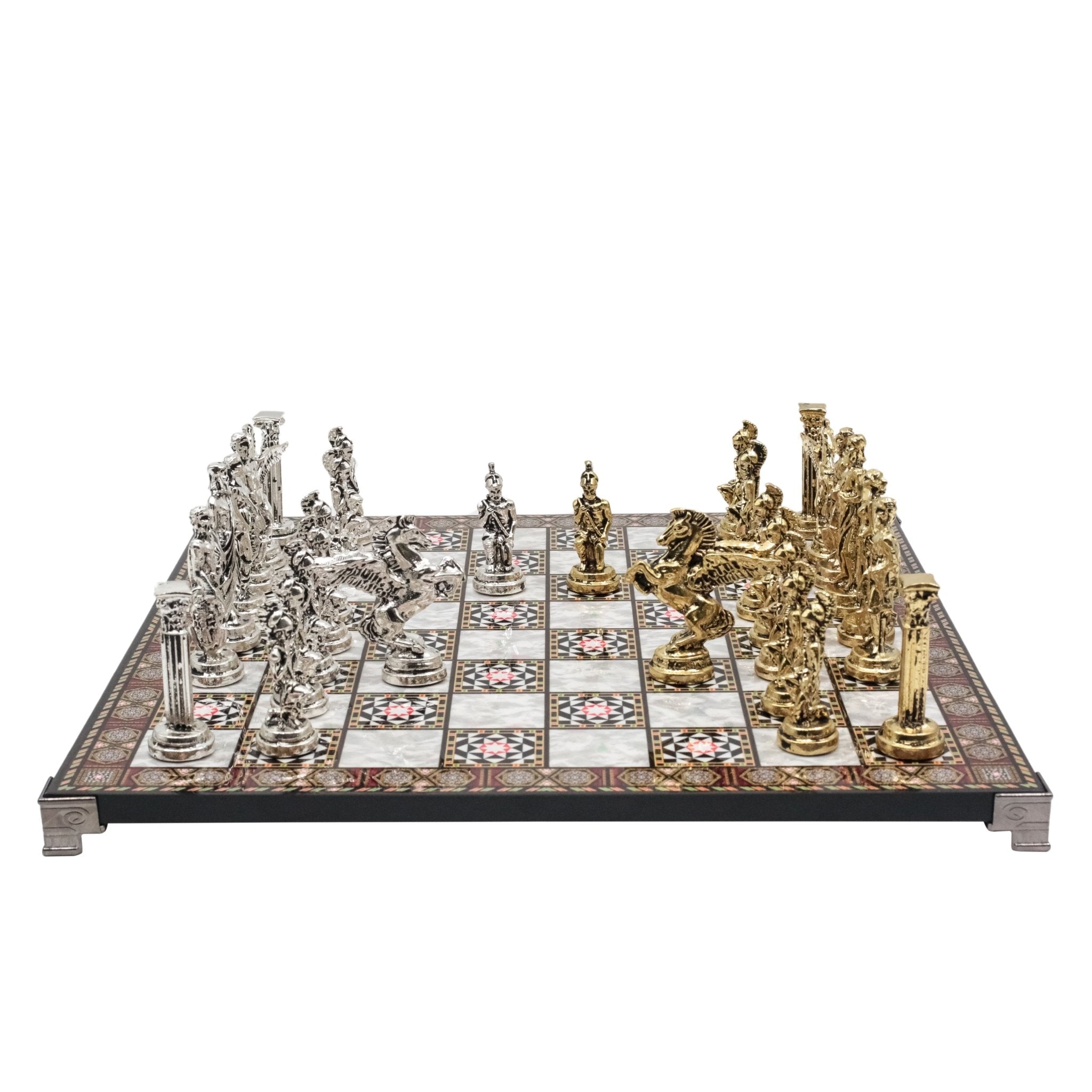 Greek Mythology Pegasus Metal Chess Set | Chess Board w/ Metal Legs 37CM (15") - Cooper Chess