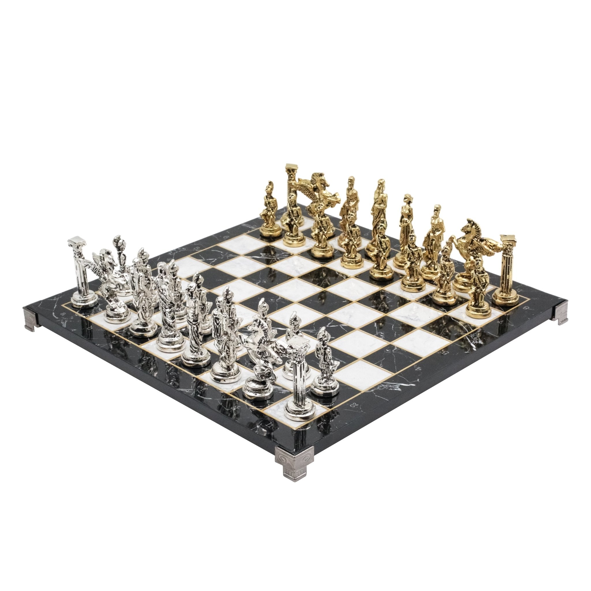 Greek Mythology Pegasus Metal Chess Set | Chess Board w/ Metal Legs 37CM (15") - Cooper Chess