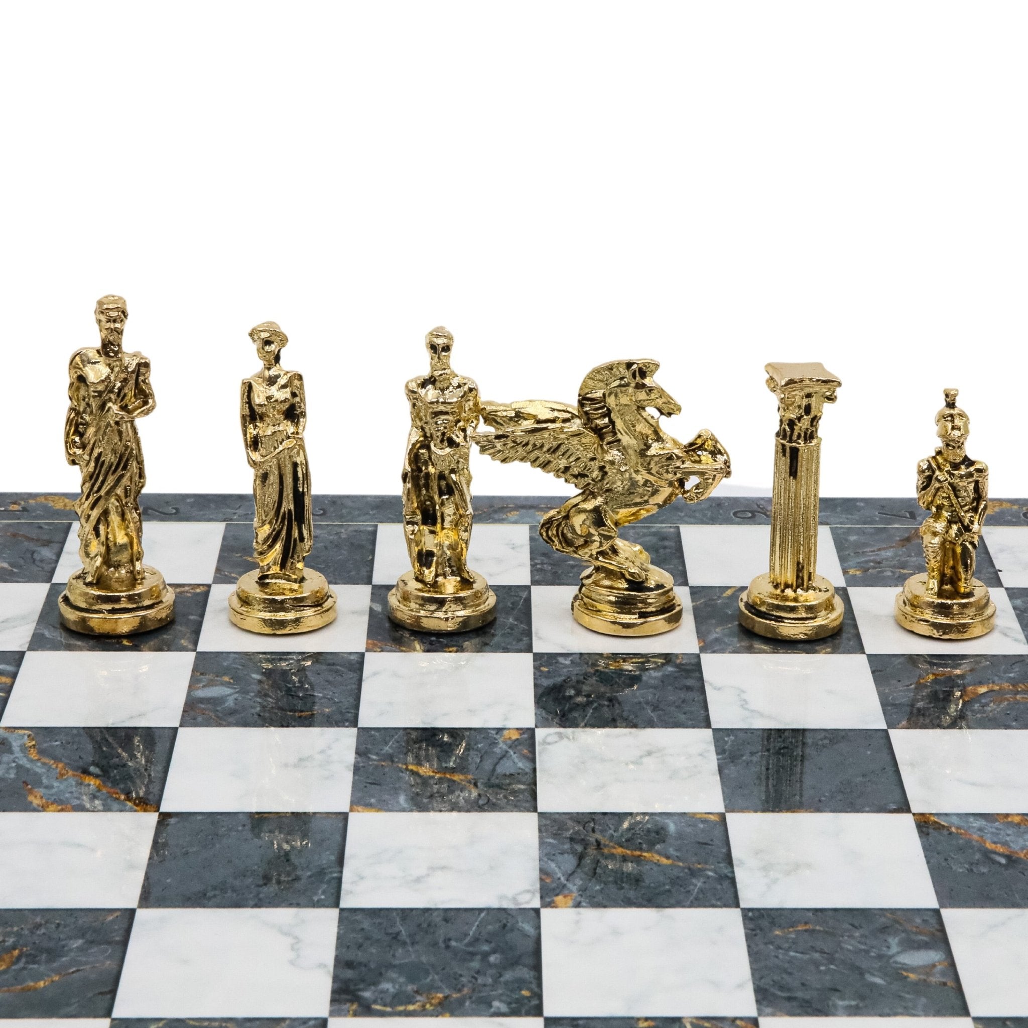 Greek Mythology Pegasus Metal Chess Set | Chess Board w/ Metal Legs 37CM (15") - Cooper Chess