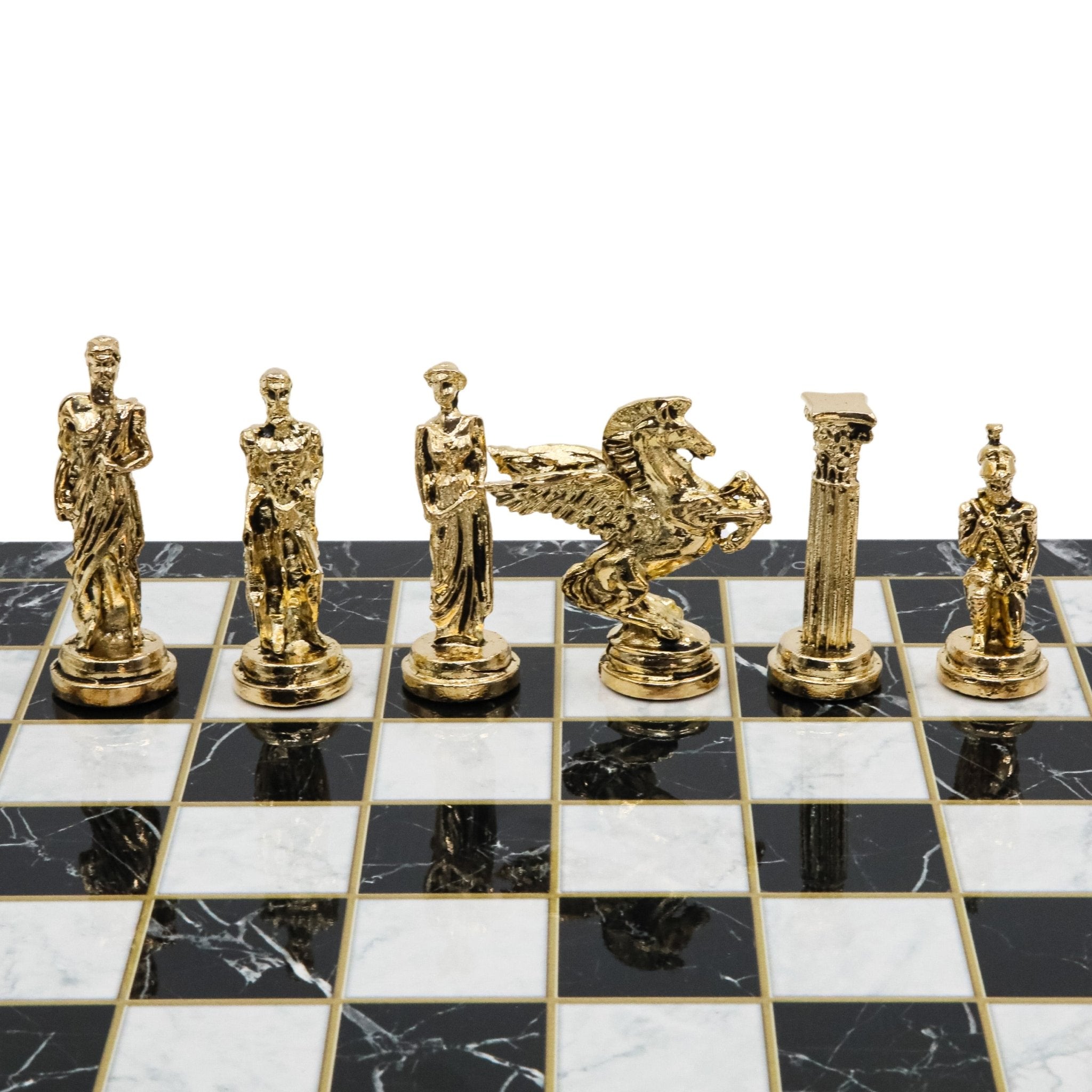 Greek Mythology Pegasus Metal Chess Set | Chess Board w/ Metal Legs 37CM (15") - Cooper Chess