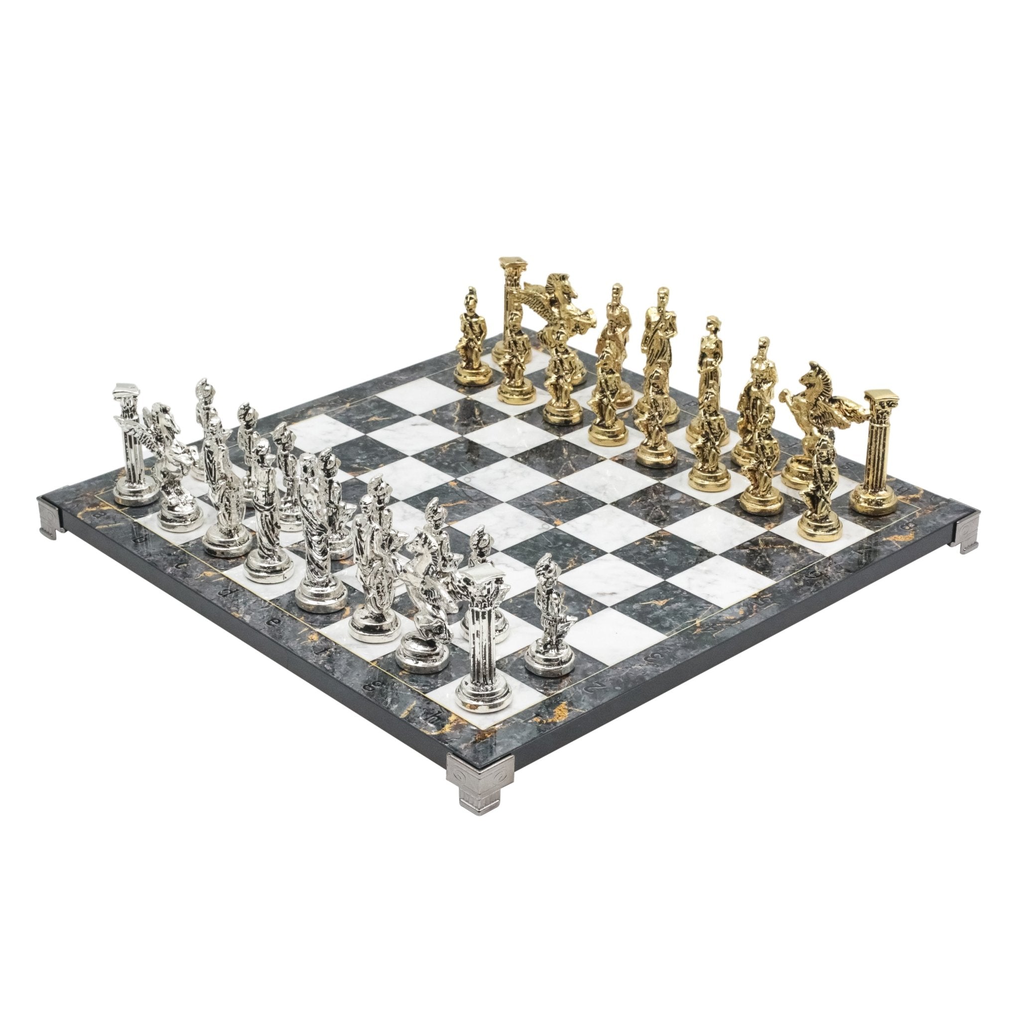 Greek Mythology Pegasus Metal Chess Set | Chess Board w/ Metal Legs 37CM (15") - Cooper Chess