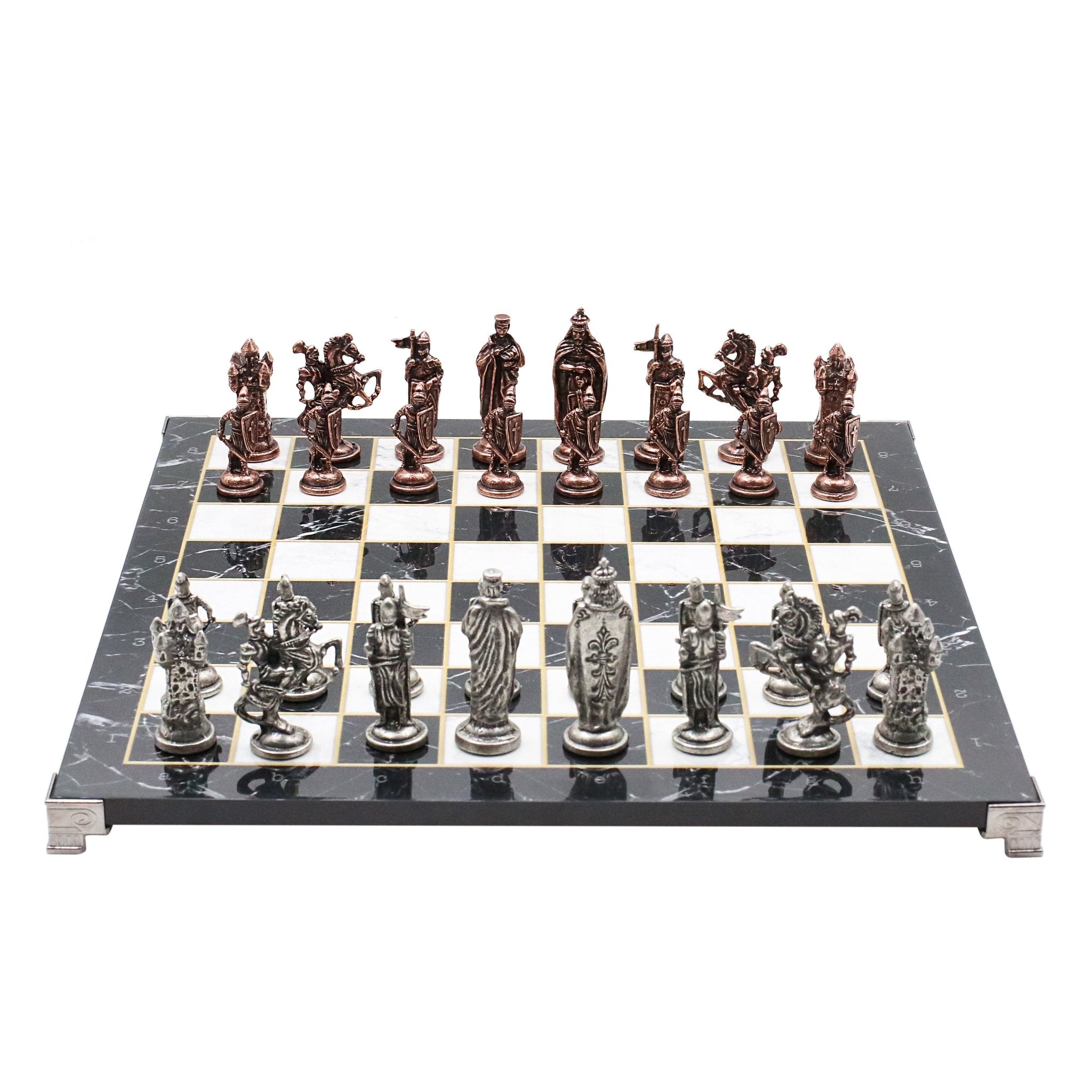 Royal British Vintage Metal Chess Set | Chess Board w/ Metal Legs 37CM (15") - Cooper Chess