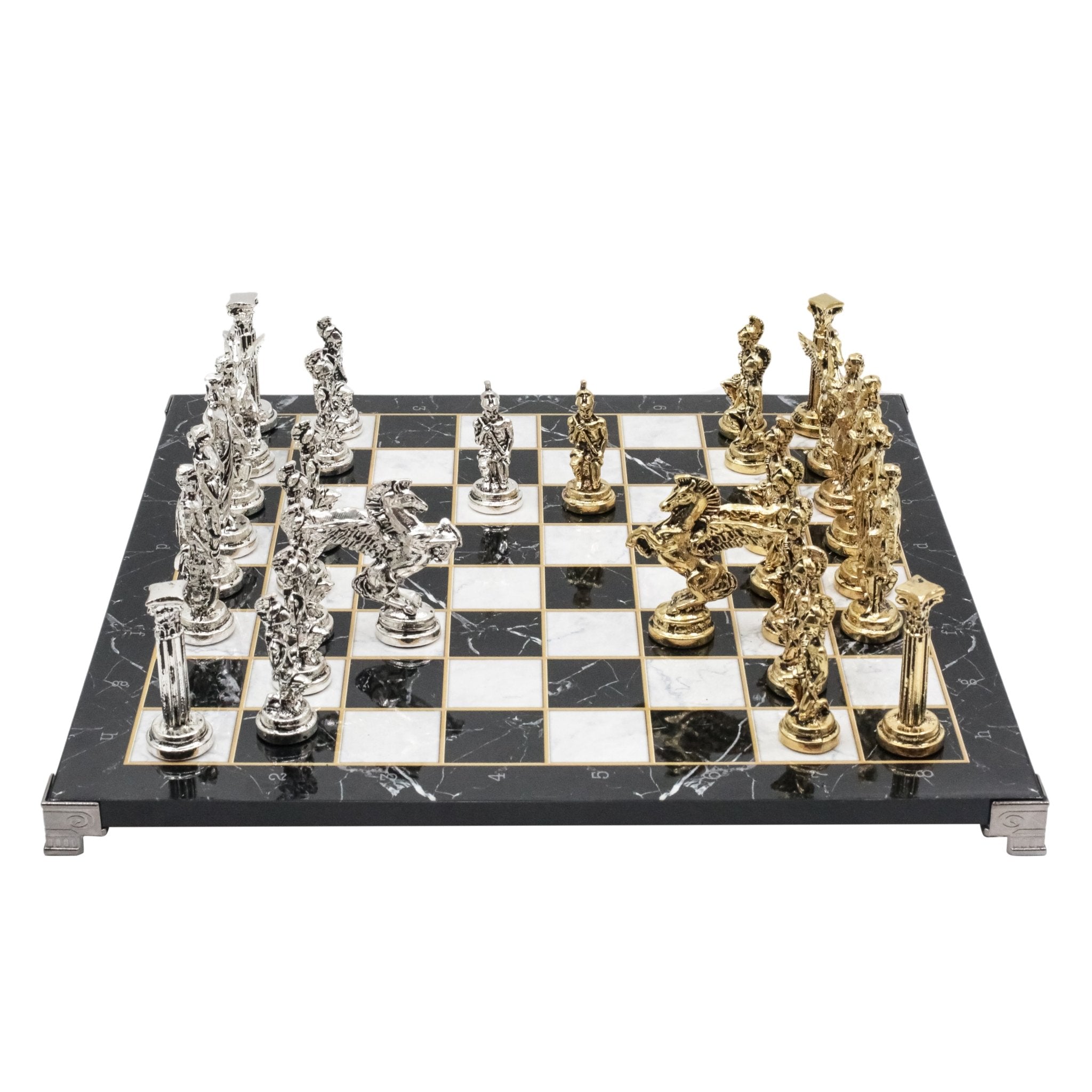 Greek Mythology Pegasus Metal Chess Set | Chess Board w/ Metal Legs 37CM (15") - Cooper Chess