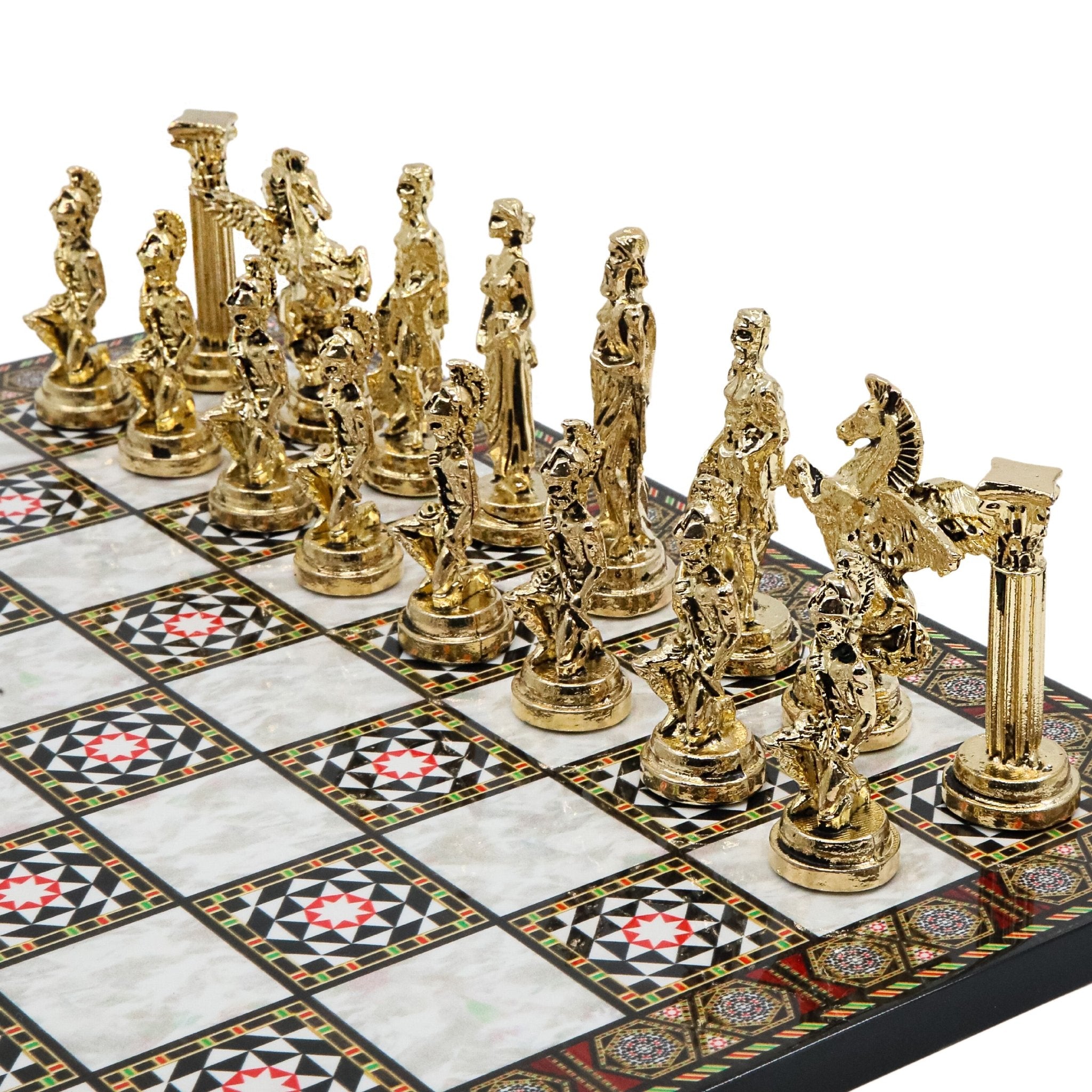 Greek Mythology Pegasus Metal Chess Set | Chess Board w/ Metal Legs 37CM (15") - Cooper Chess