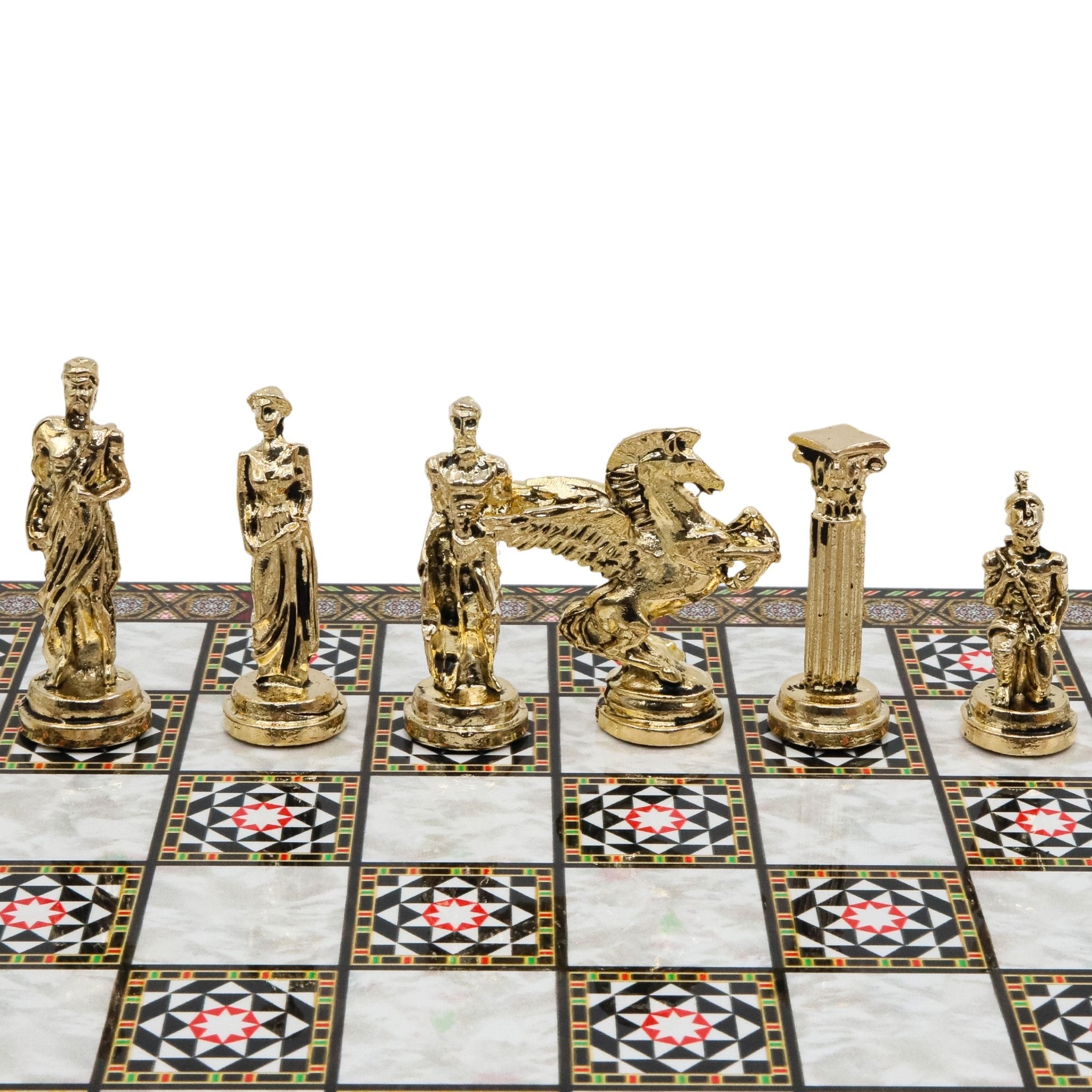 Greek Mythology Pegasus Metal Chess Set | Chess Board w/ Metal Legs 37CM (15") - Cooper Chess