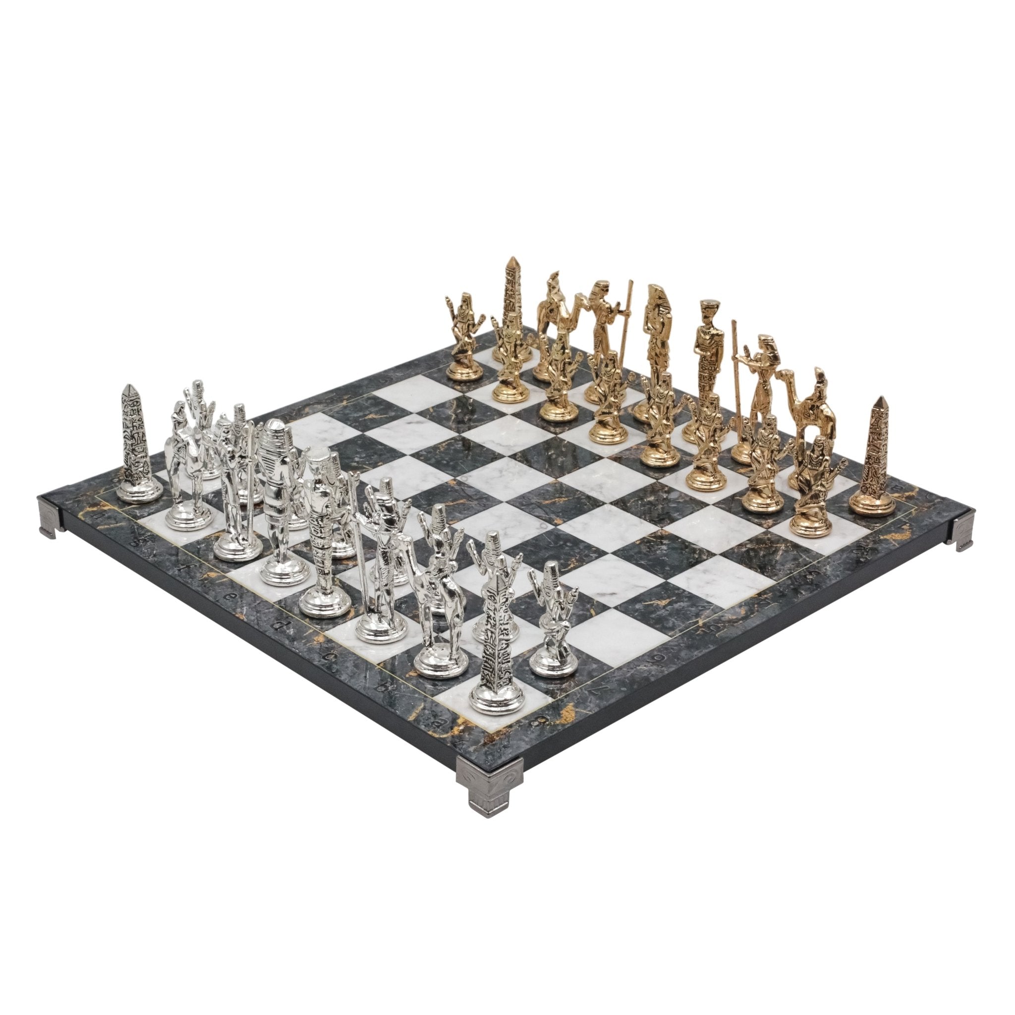 Egypt Cleopatra Metal Chess Set | Chess Board w/ Metal Legs 37CM (15") - Cooper Chess