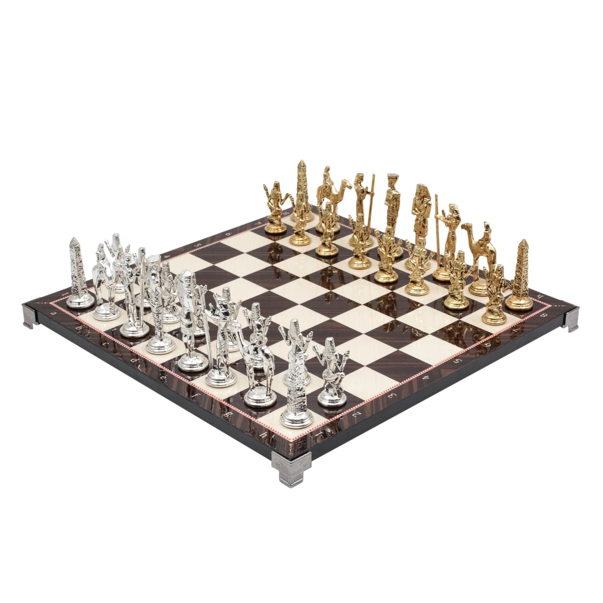 Egypt Cleopatra Metal Chess Set | Chess Board w/ Metal Legs 37CM (15") - Cooper Chess