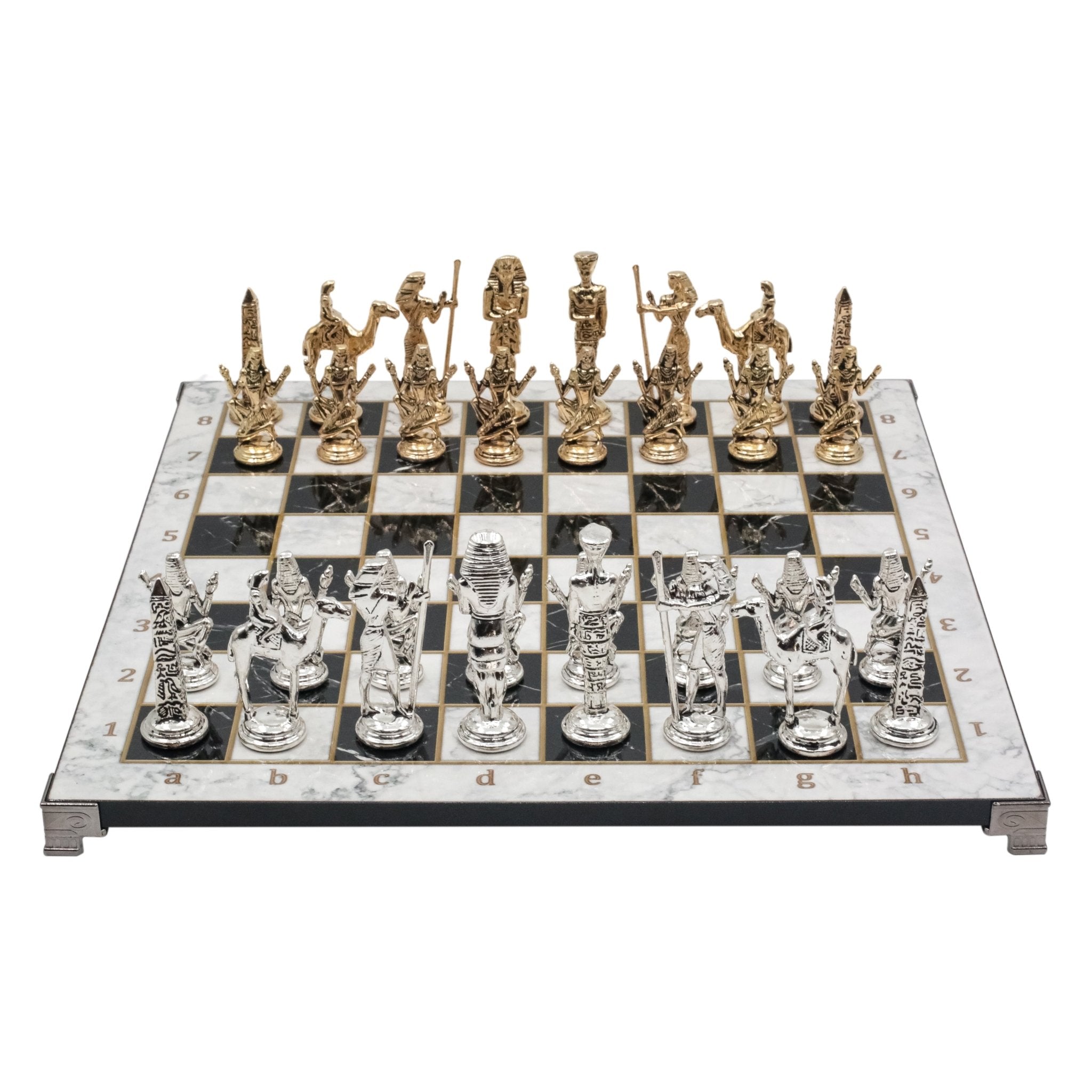 Egypt Cleopatra Metal Chess Set | Chess Board w/ Metal Legs 37CM (15") - Cooper Chess