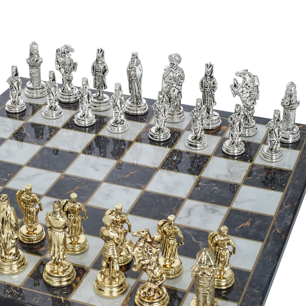 Ottoman Empire vs Crusaders Metal Chess Set | Chess Board w/ Metal Legs 37CM (15") - Cooper Chess