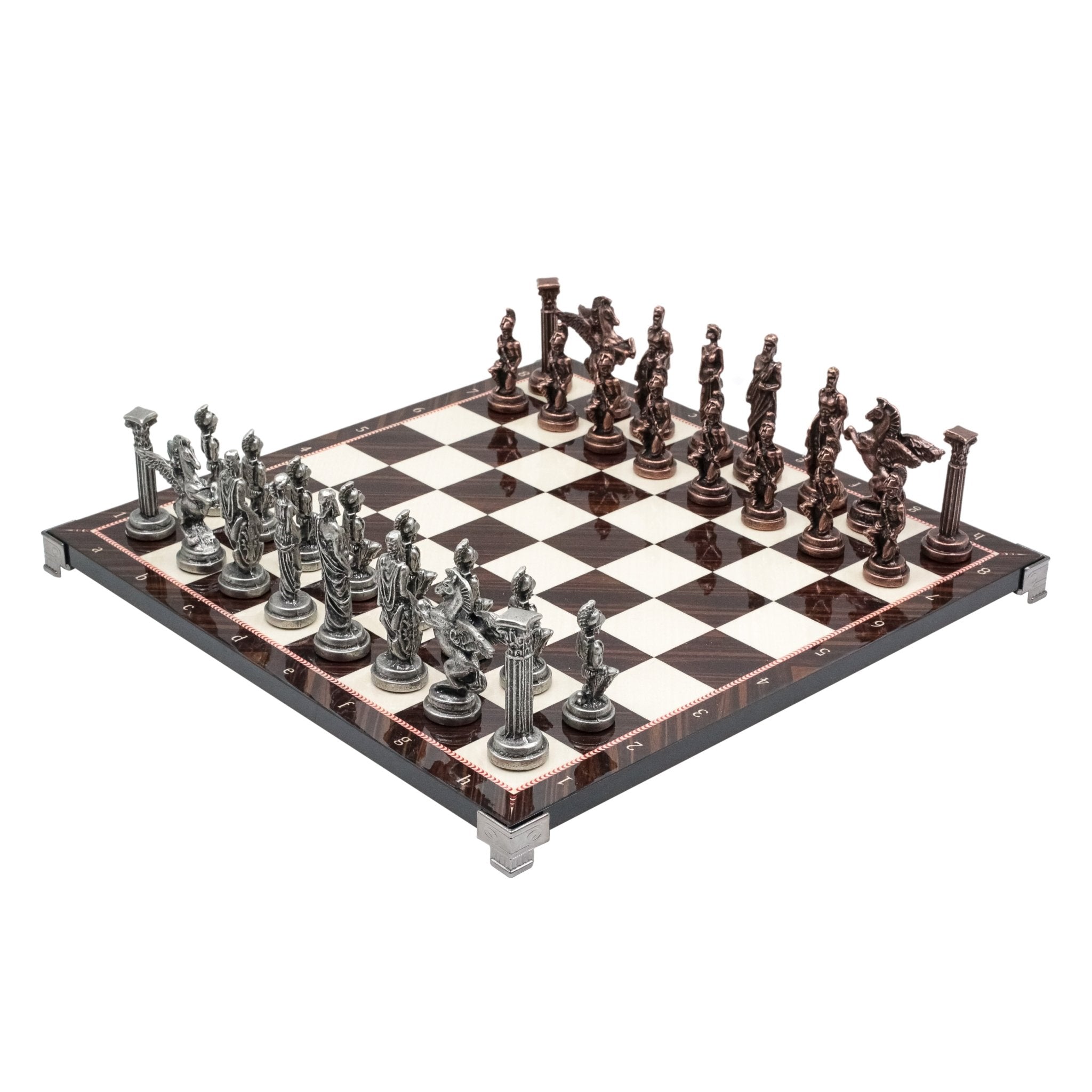 Greek Mythology Pegasus Vintage Metal Chess Set | Chess Board w/ Metal Legs 37CM (15") - Cooper Chess