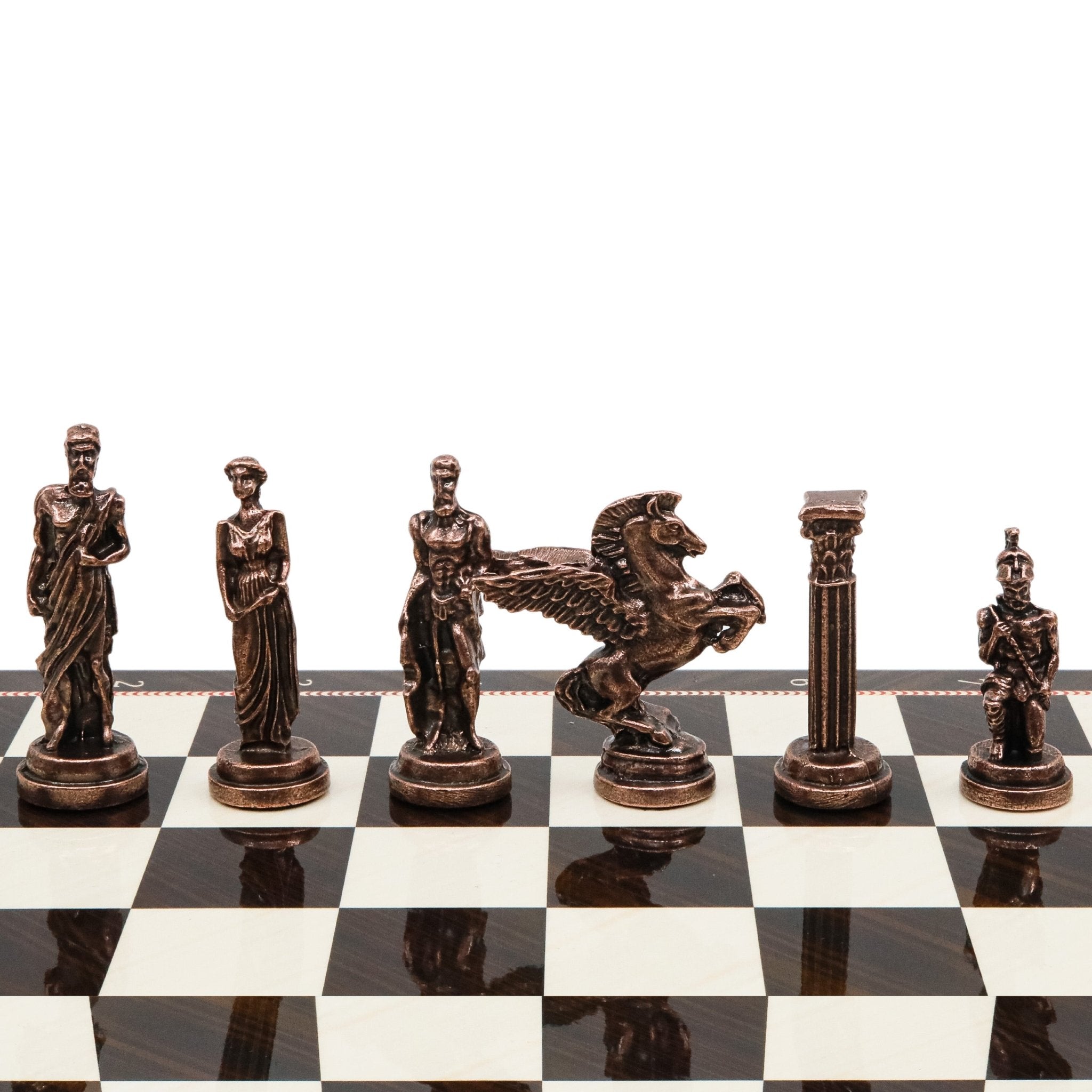 Greek Mythology Pegasus Vintage Metal Chess Set | Chess Board w/ Metal Legs 37CM (15") - Cooper Chess