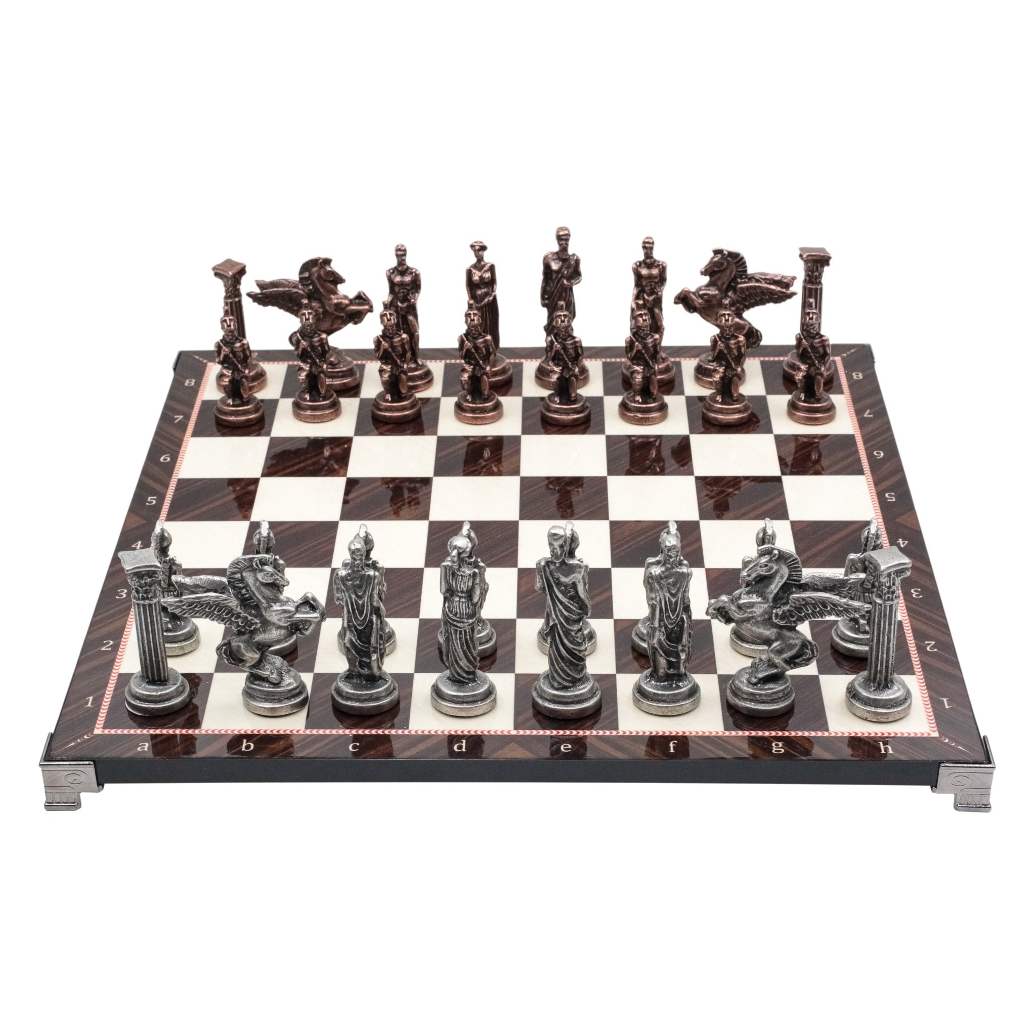 Greek Mythology Pegasus Vintage Metal Chess Set | Chess Board w/ Metal Legs 37CM (15") - Cooper Chess