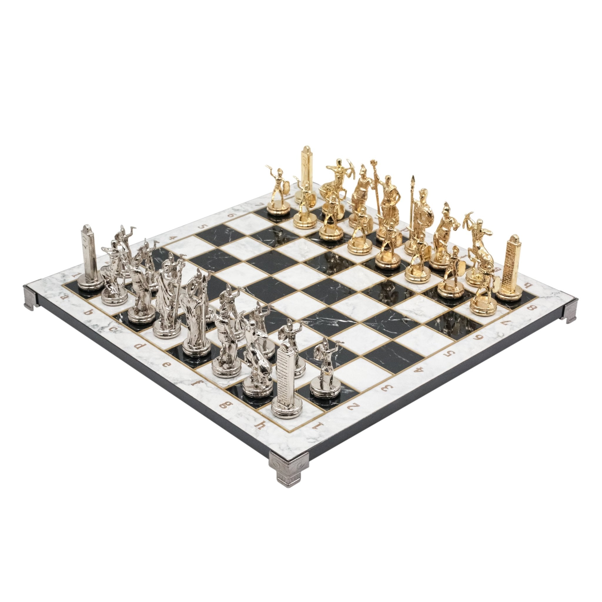 Roman Caesar Metal Chess Set | Chess Board w/ Metal Legs 37CM (15") - Cooper Chess