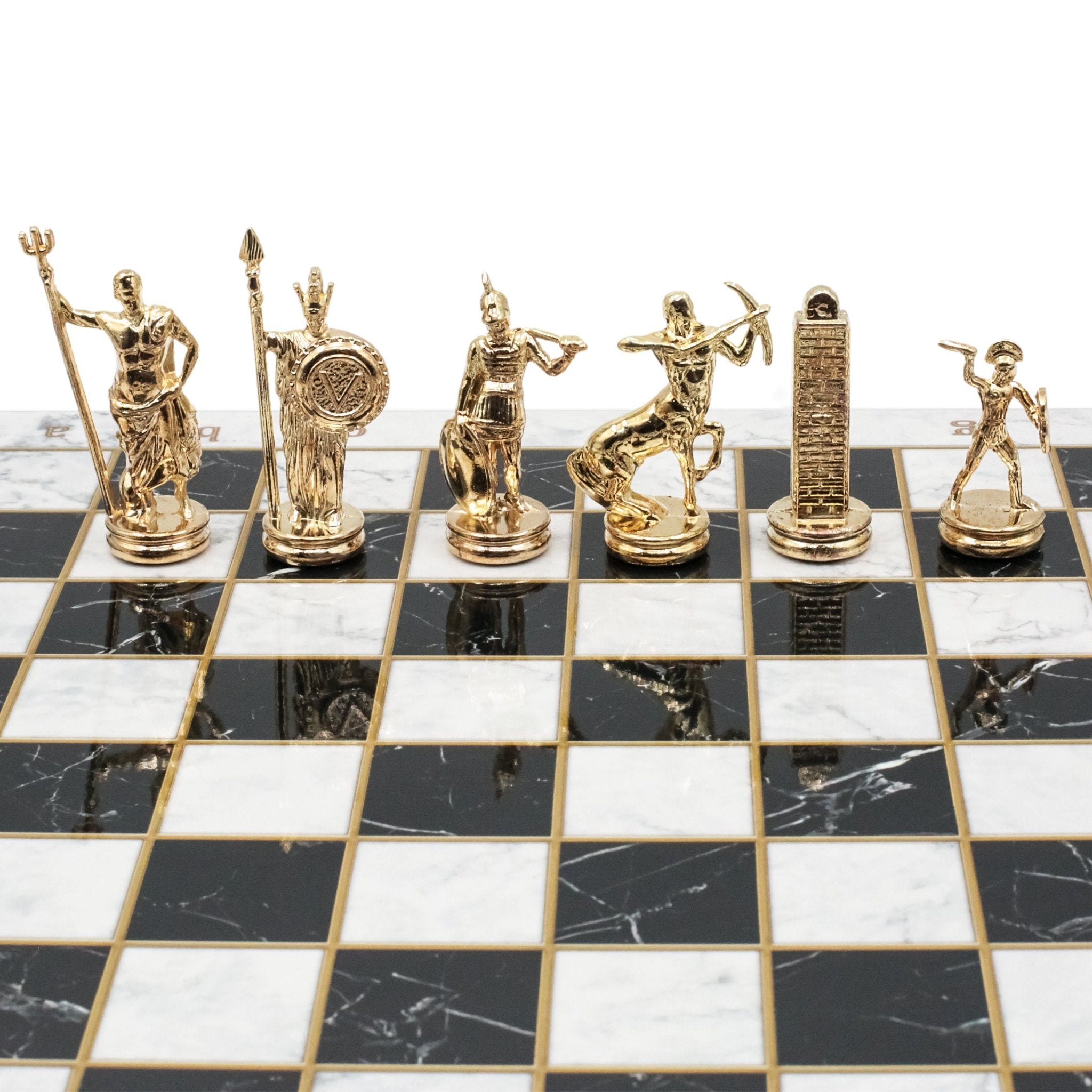 Roman Caesar Metal Chess Set | Chess Board w/ Metal Legs 37CM (15") - Cooper Chess