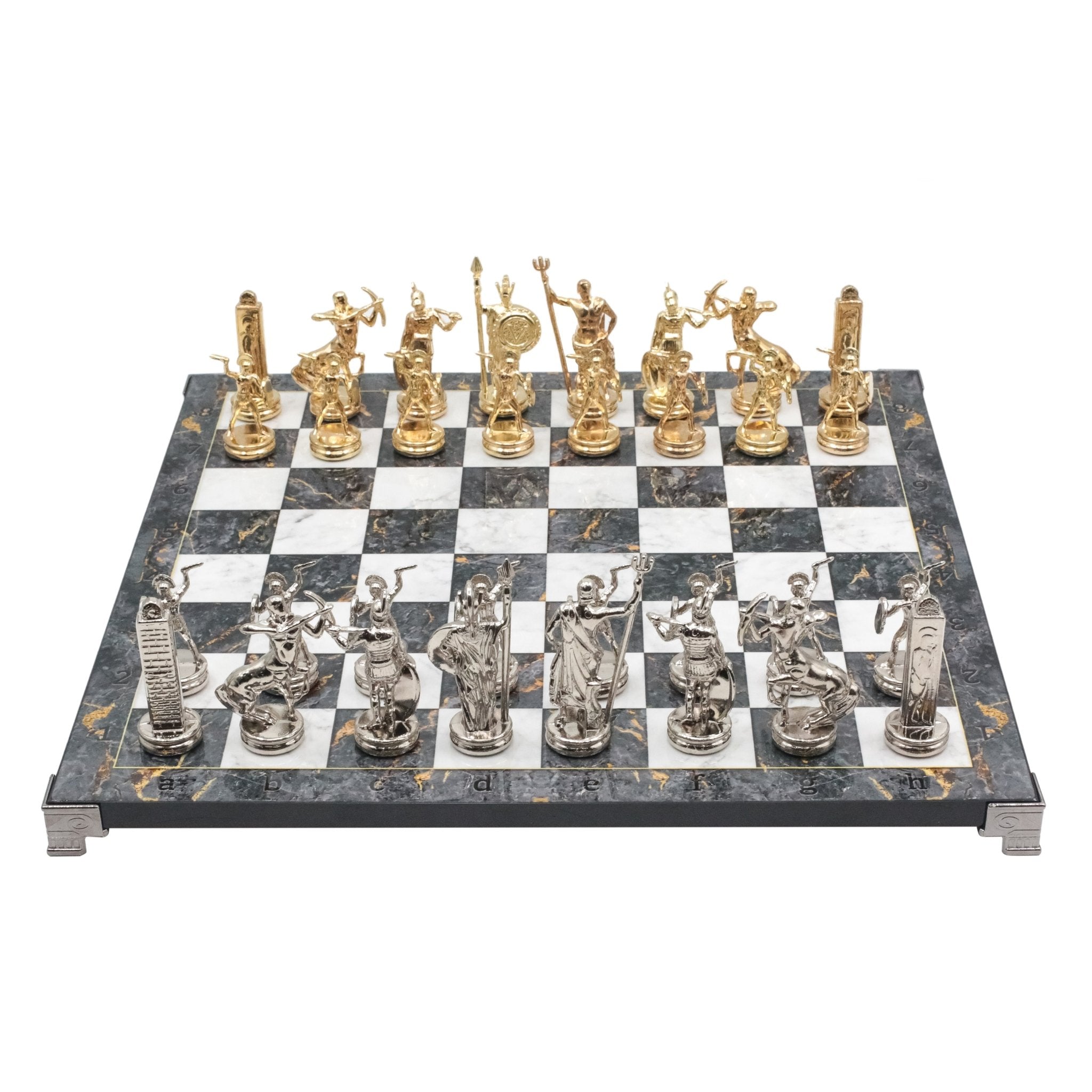Roman Caesar Metal Chess Set | Chess Board w/ Metal Legs 37CM (15") - Cooper Chess