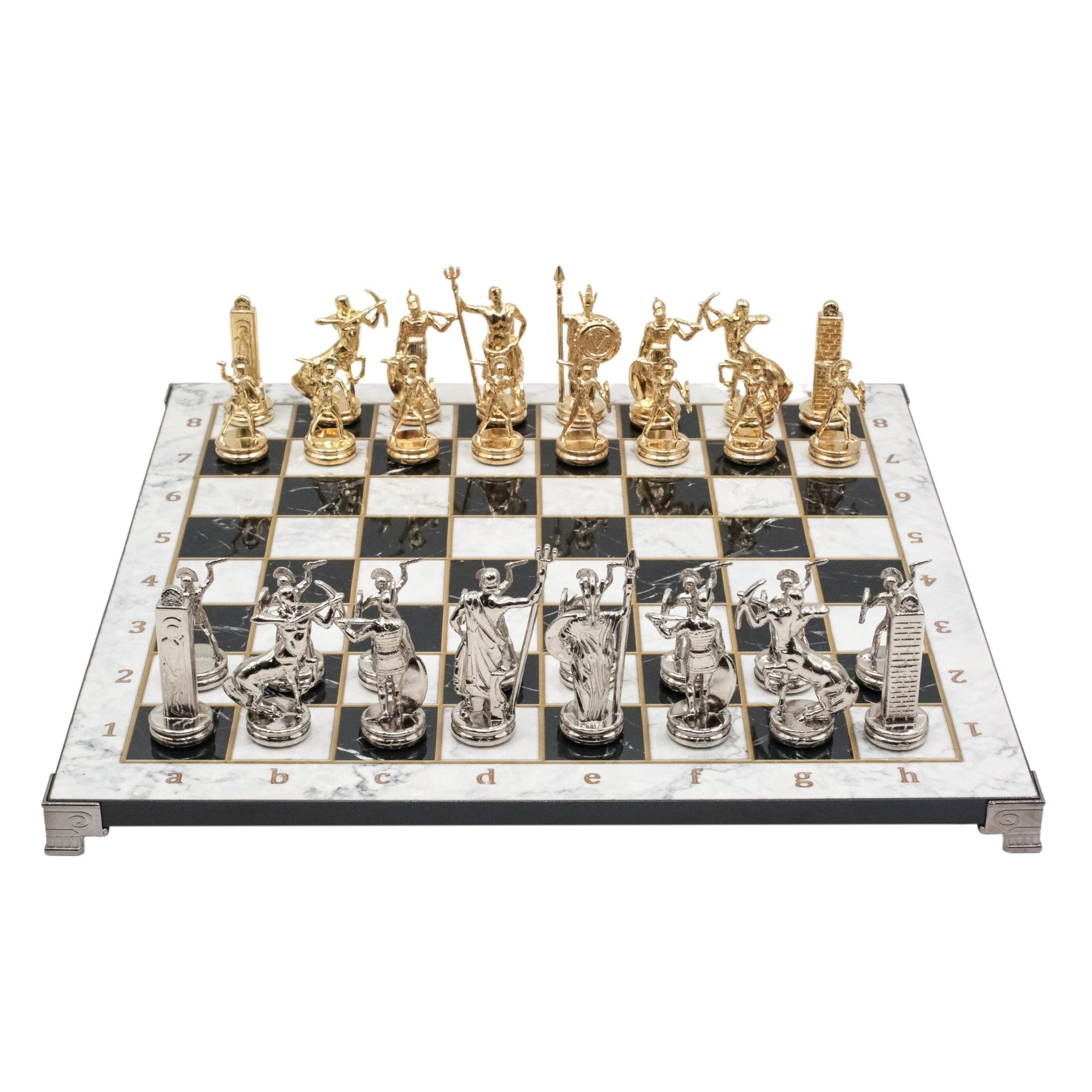 Roman Caesar Metal Chess Set | Chess Board w/ Metal Legs 37CM (15") - Cooper Chess
