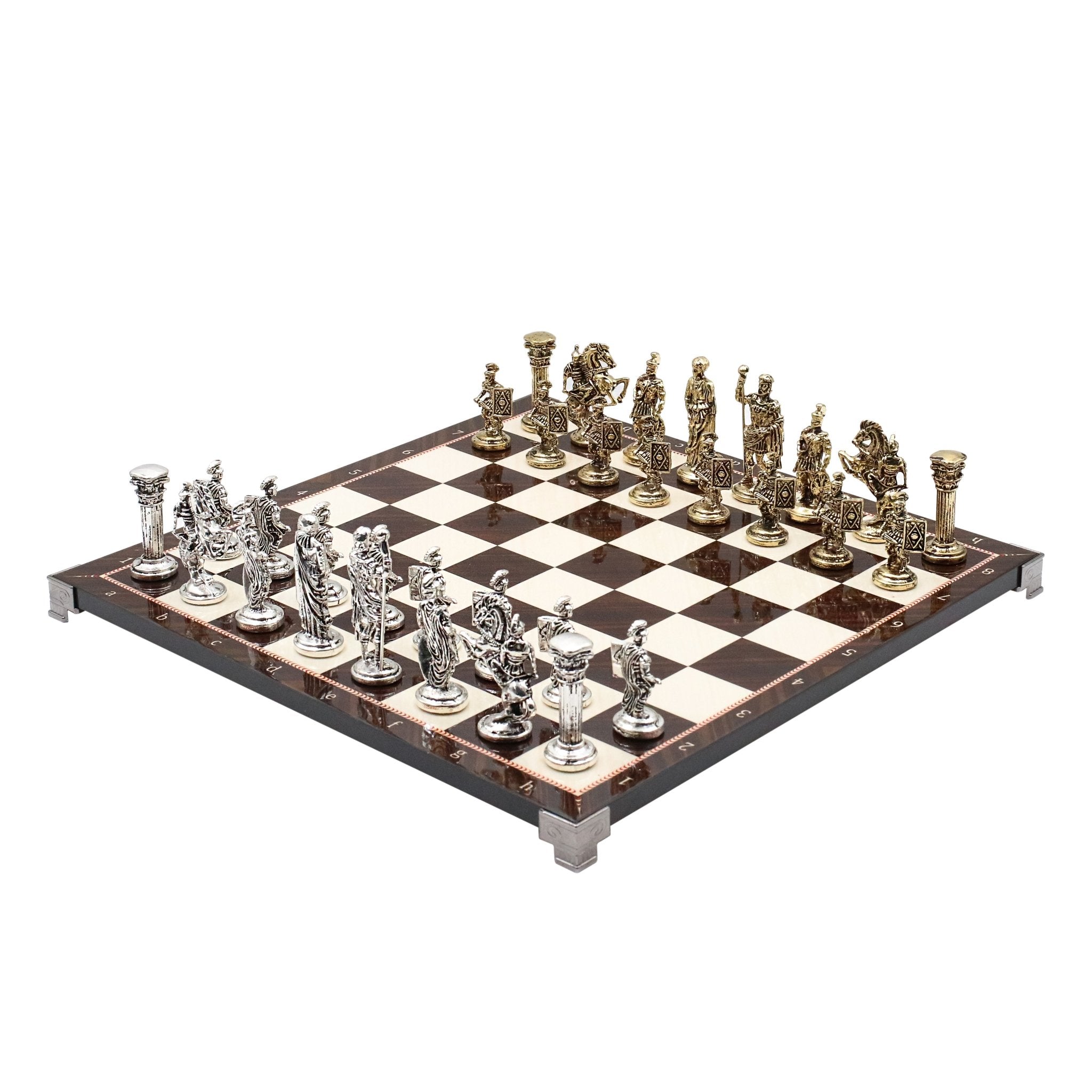 Roman Caesar Metal Chess Set | Chess Board w/ Metal Legs 37CM (15") - Cooper Chess