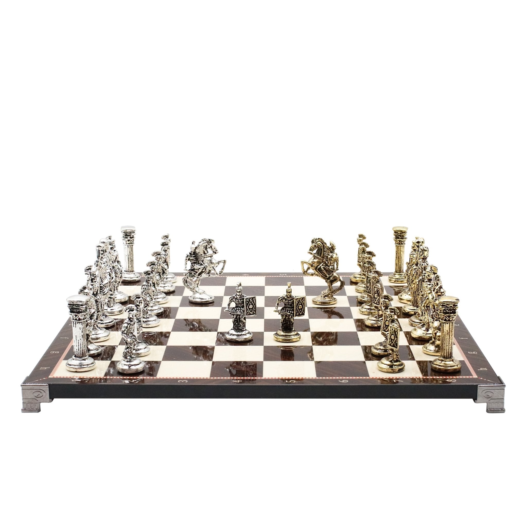 Roman Caesar Metal Chess Set | Chess Board w/ Metal Legs 37CM (15") - Cooper Chess