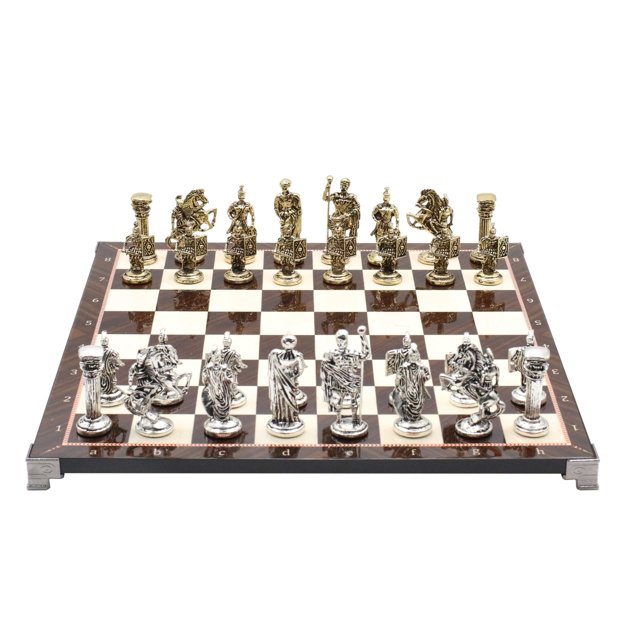 Roman Caesar Metal Chess Set | Chess Board w/ Metal Legs 37CM (15") - Cooper Chess