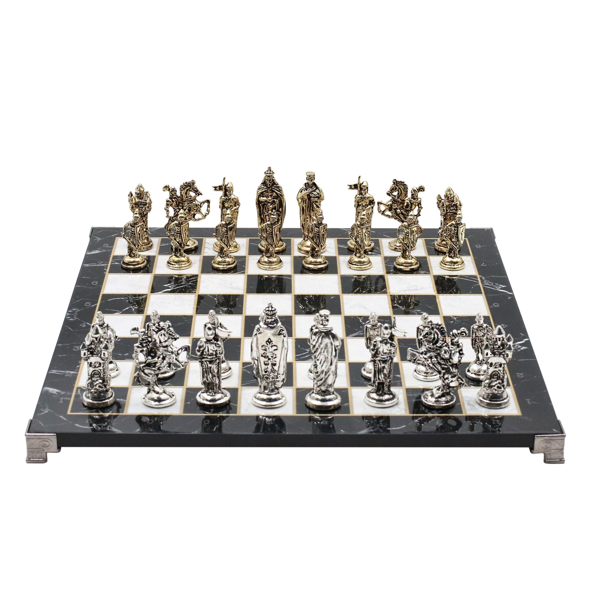 Royal British Metal Chess Set | Chess Board w/ Metal Legs 37CM (15") - Cooper Chess