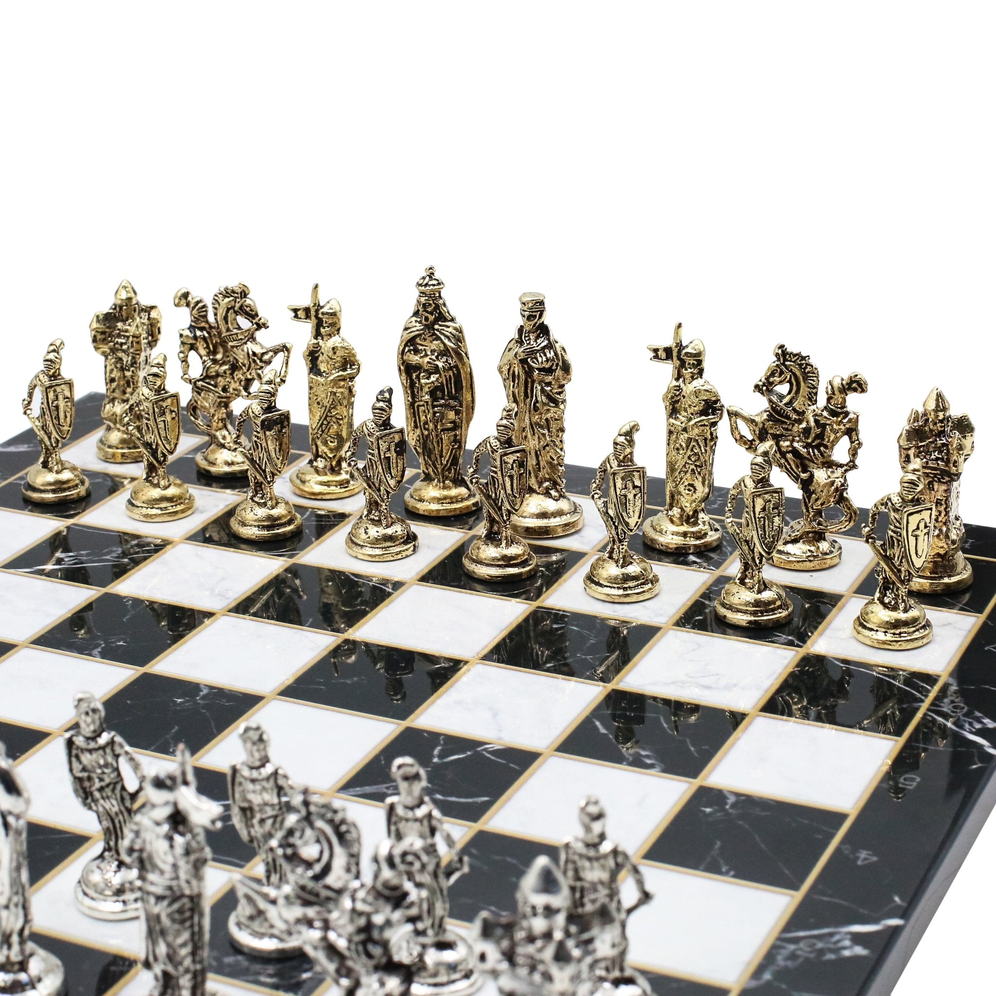 Royal British Metal Chess Set | Chess Board w/ Metal Legs 37CM (15") - Cooper Chess