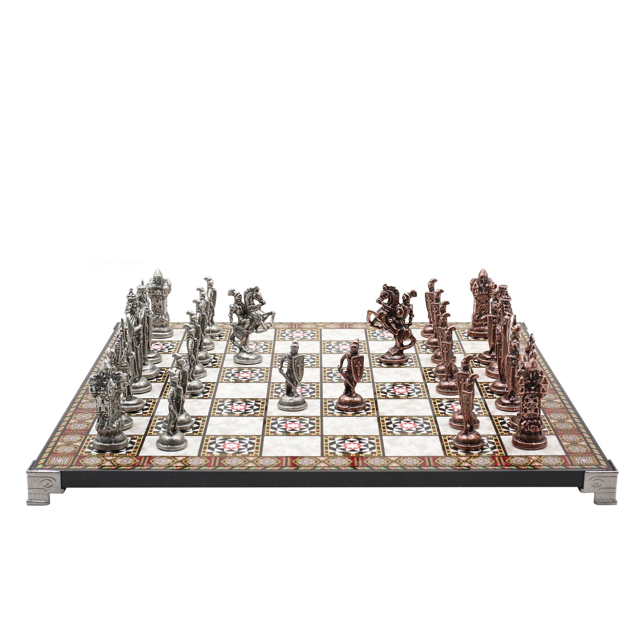 Royal British Vintage Metal Chess Set | Chess Board w/ Metal Legs 37CM (15") - Cooper Chess