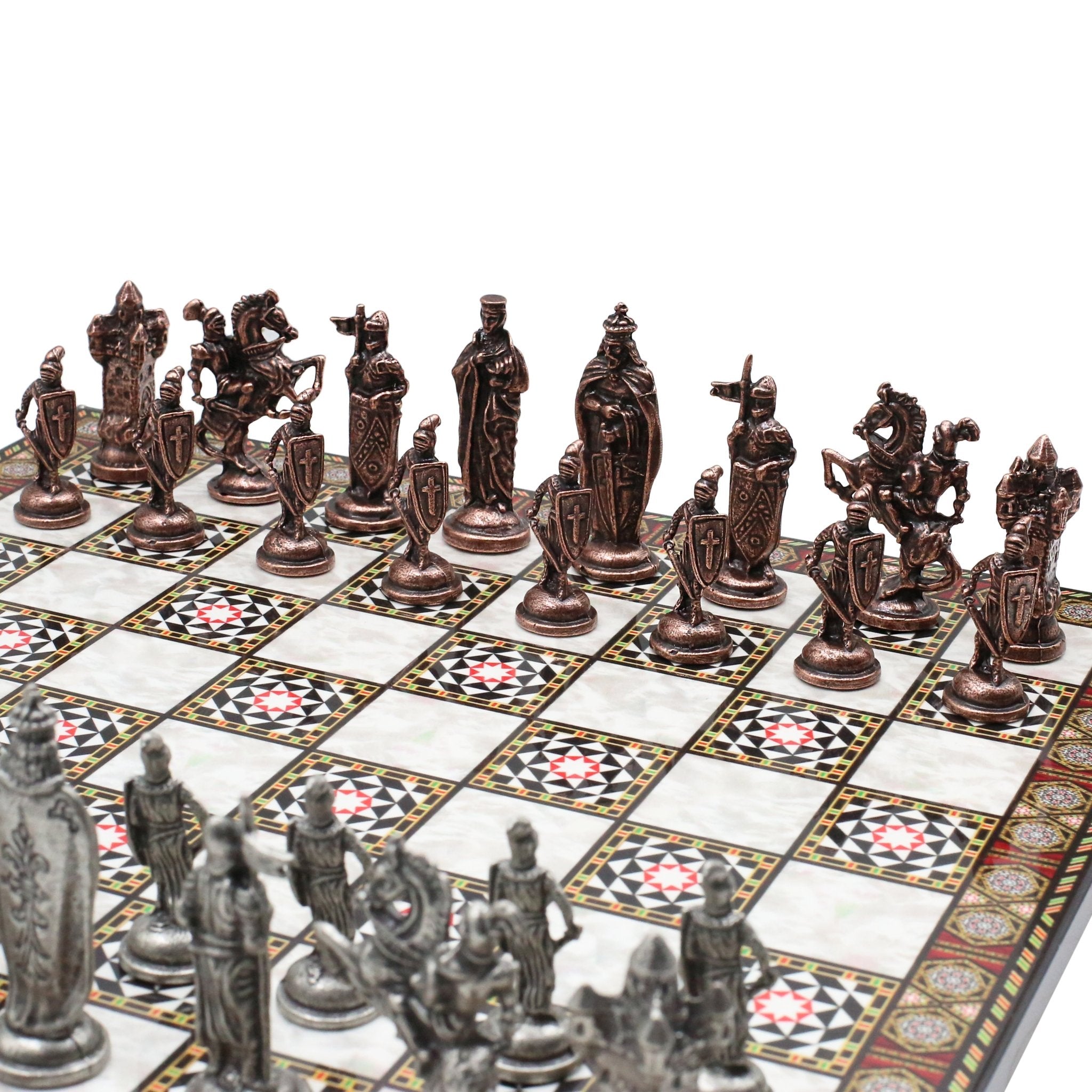 Royal British Vintage Metal Chess Set | Chess Board w/ Metal Legs 37CM (15") - Cooper Chess