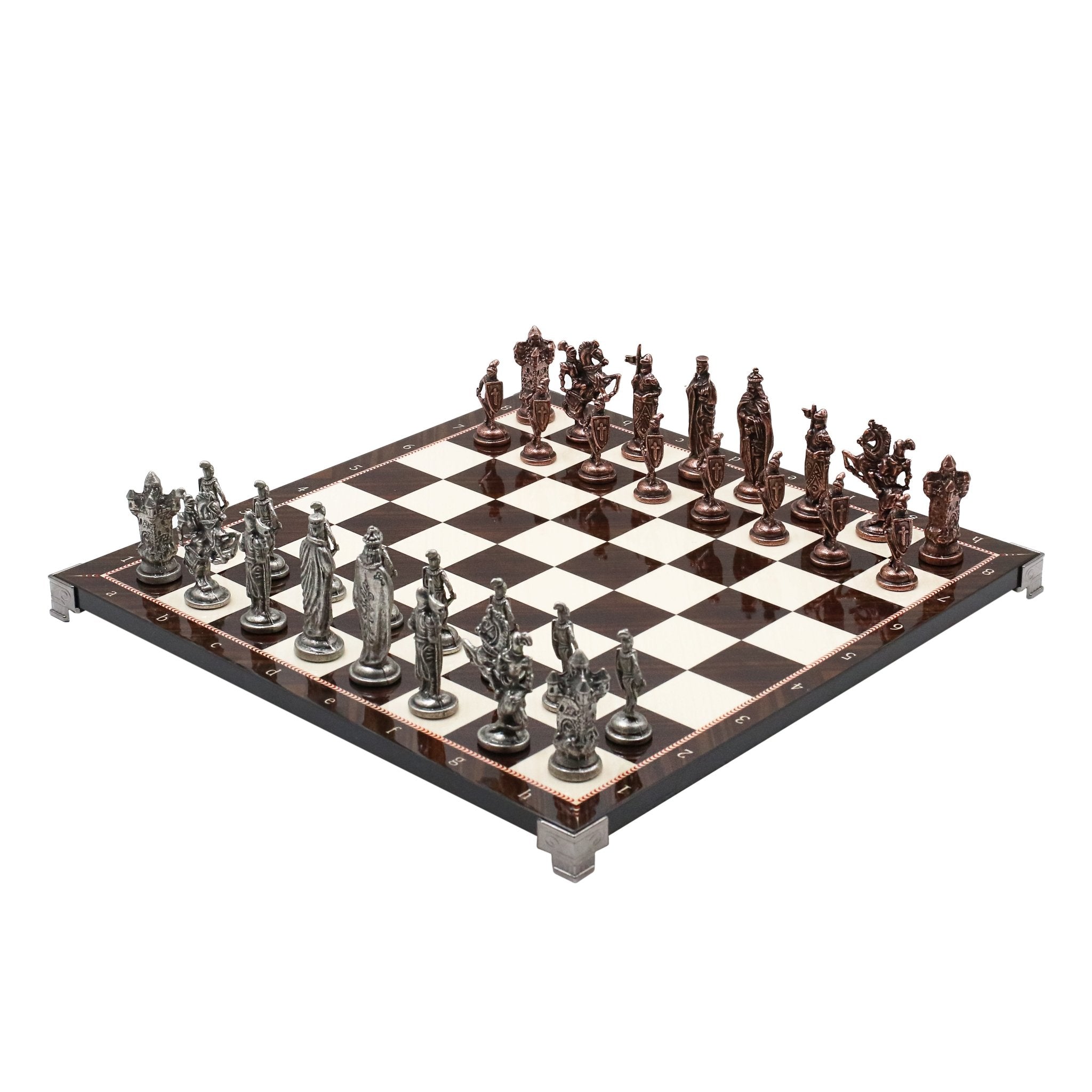 Royal British Vintage Metal Chess Set | Chess Board w/ Metal Legs 37CM (15") - Cooper Chess
