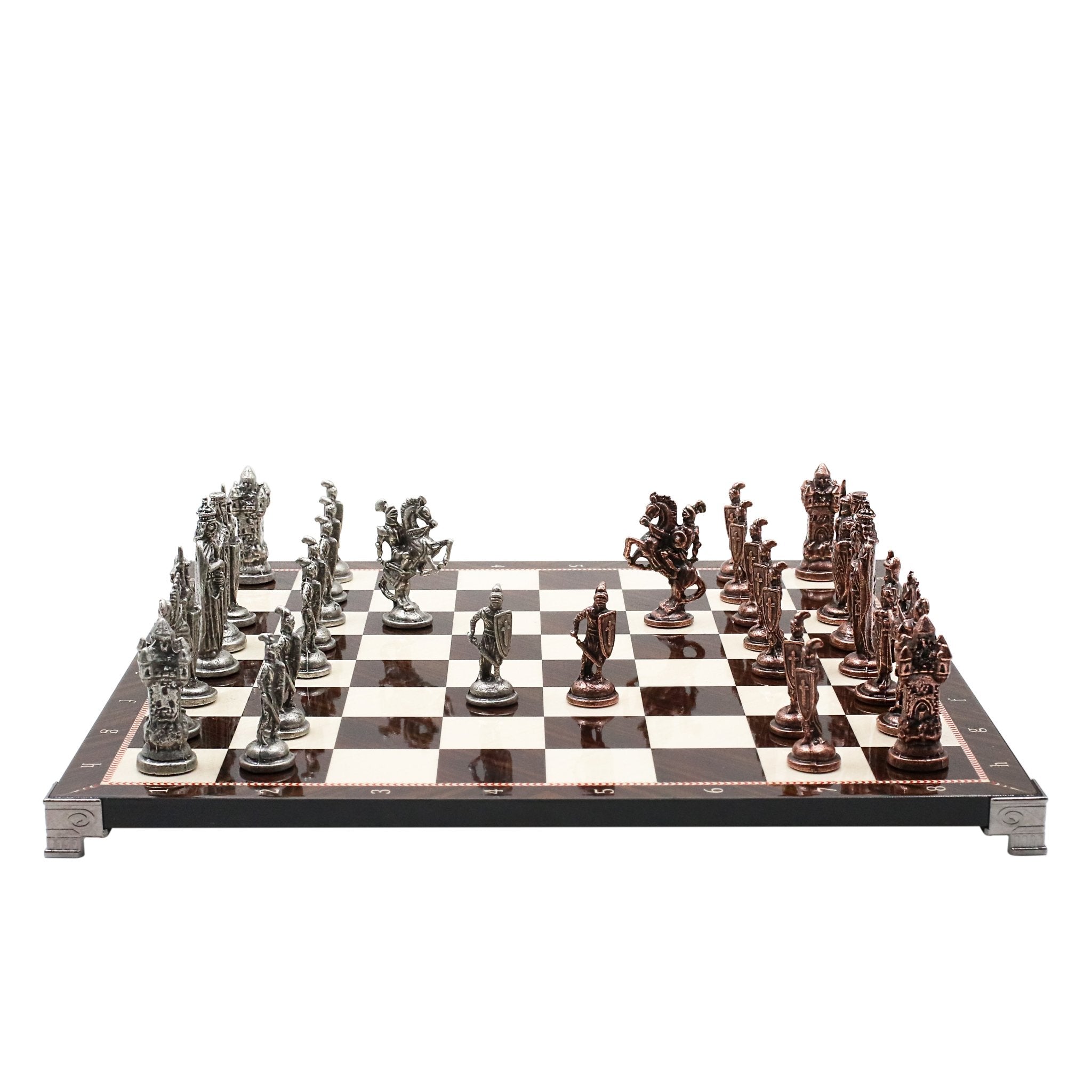Royal British Vintage Metal Chess Set | Chess Board w/ Metal Legs 37CM (15") - Cooper Chess