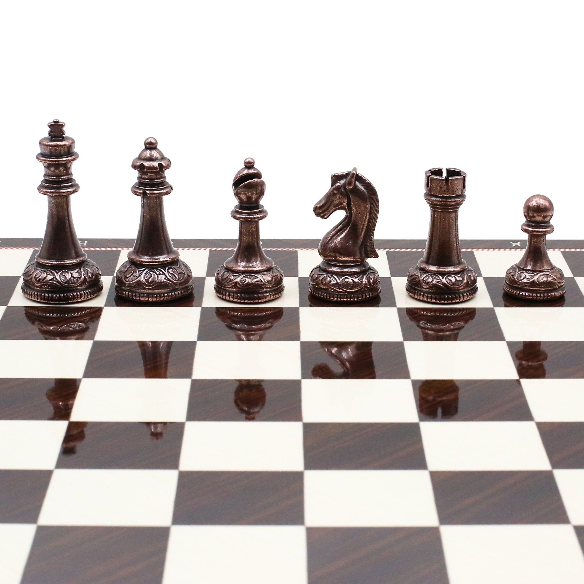 Classic Baroque Metal Chess Set | Chess Board w/ Metal Legs 37CM (15") - Cooper Chess