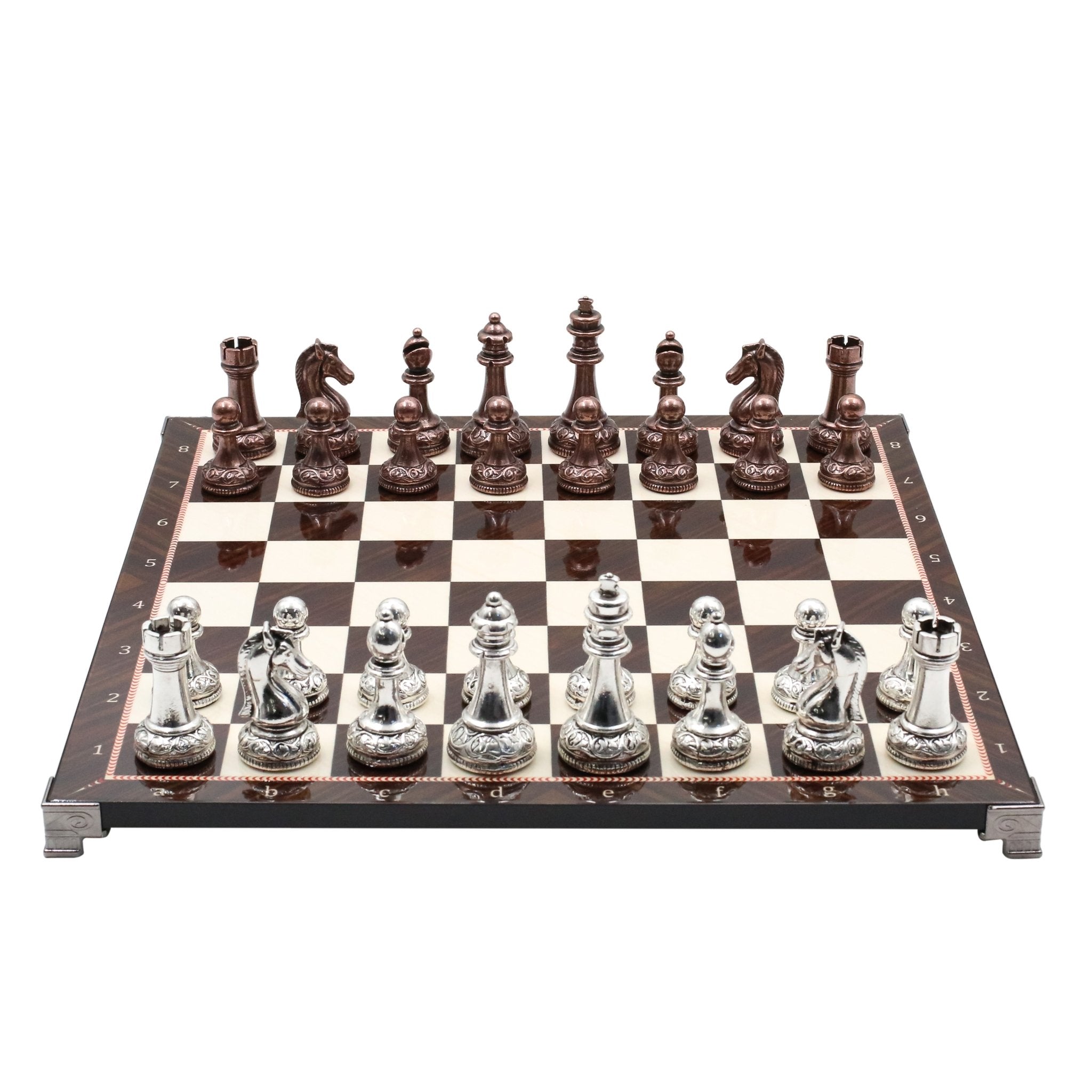 Classic Baroque Metal Chess Set | Chess Board w/ Metal Legs 37CM (15") - Cooper Chess