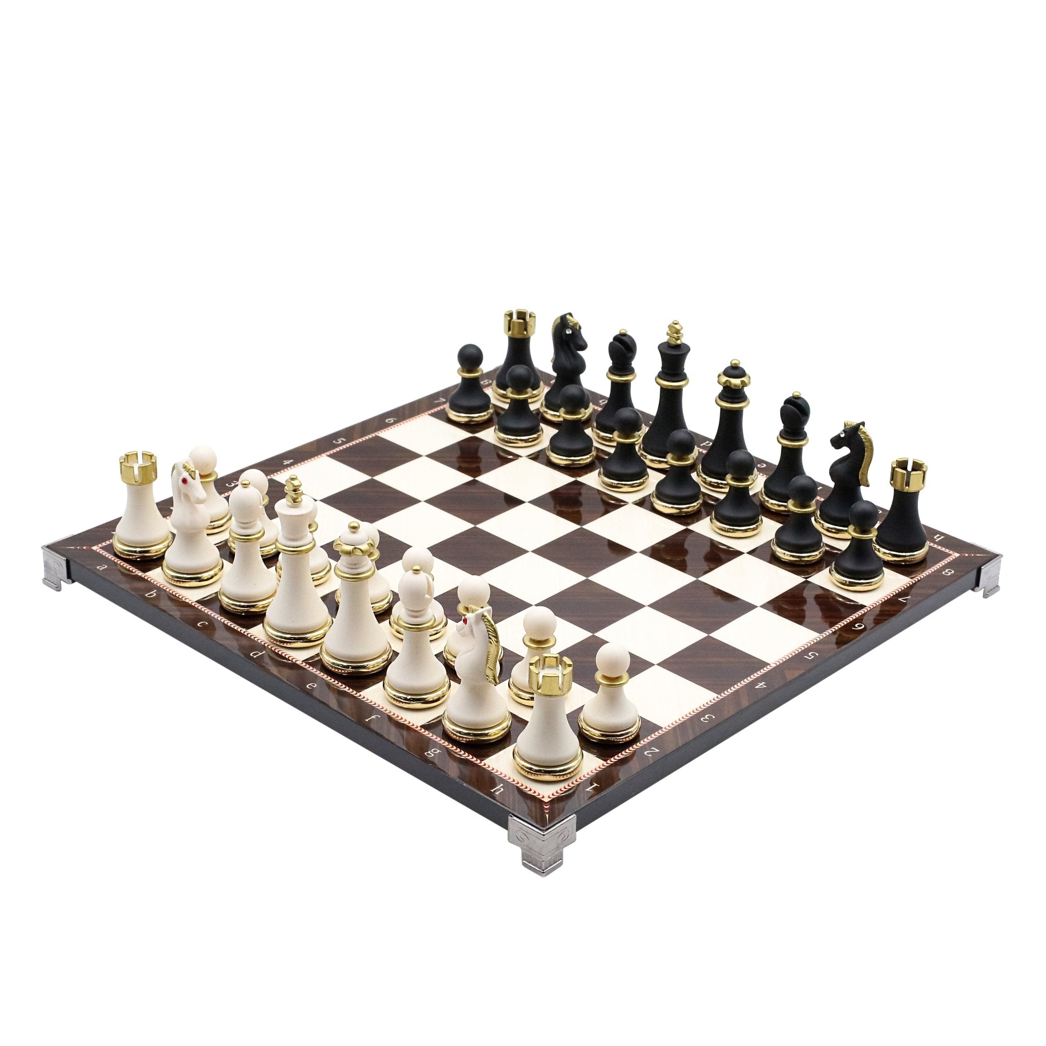 Soft Touch Baroque Metal Chess Set | Chess Board w/ Metal Legs 37CM (15") - Cooper Chess