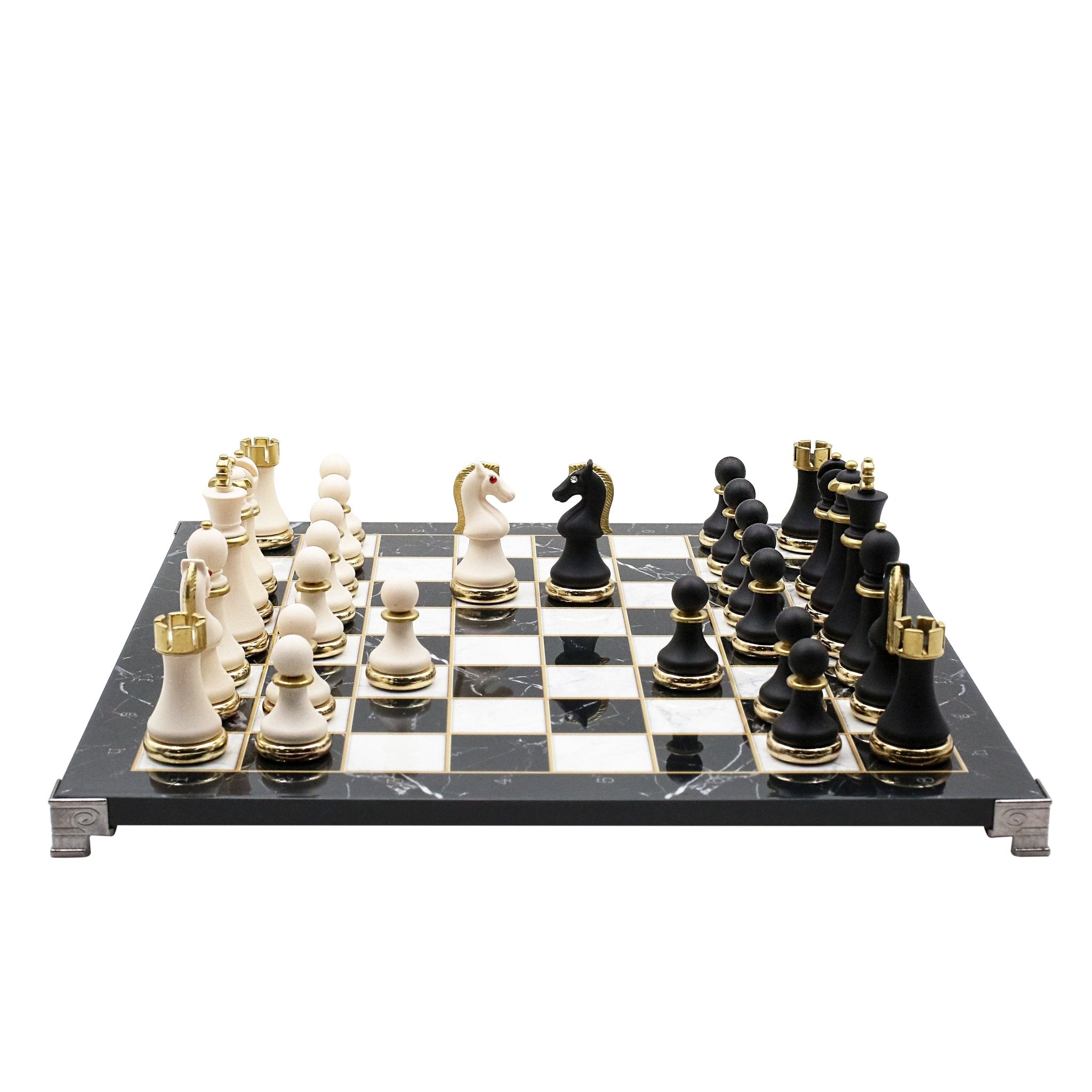 Soft Touch Baroque Metal Chess Set | Chess Board w/ Metal Legs 37CM (15") - Cooper Chess
