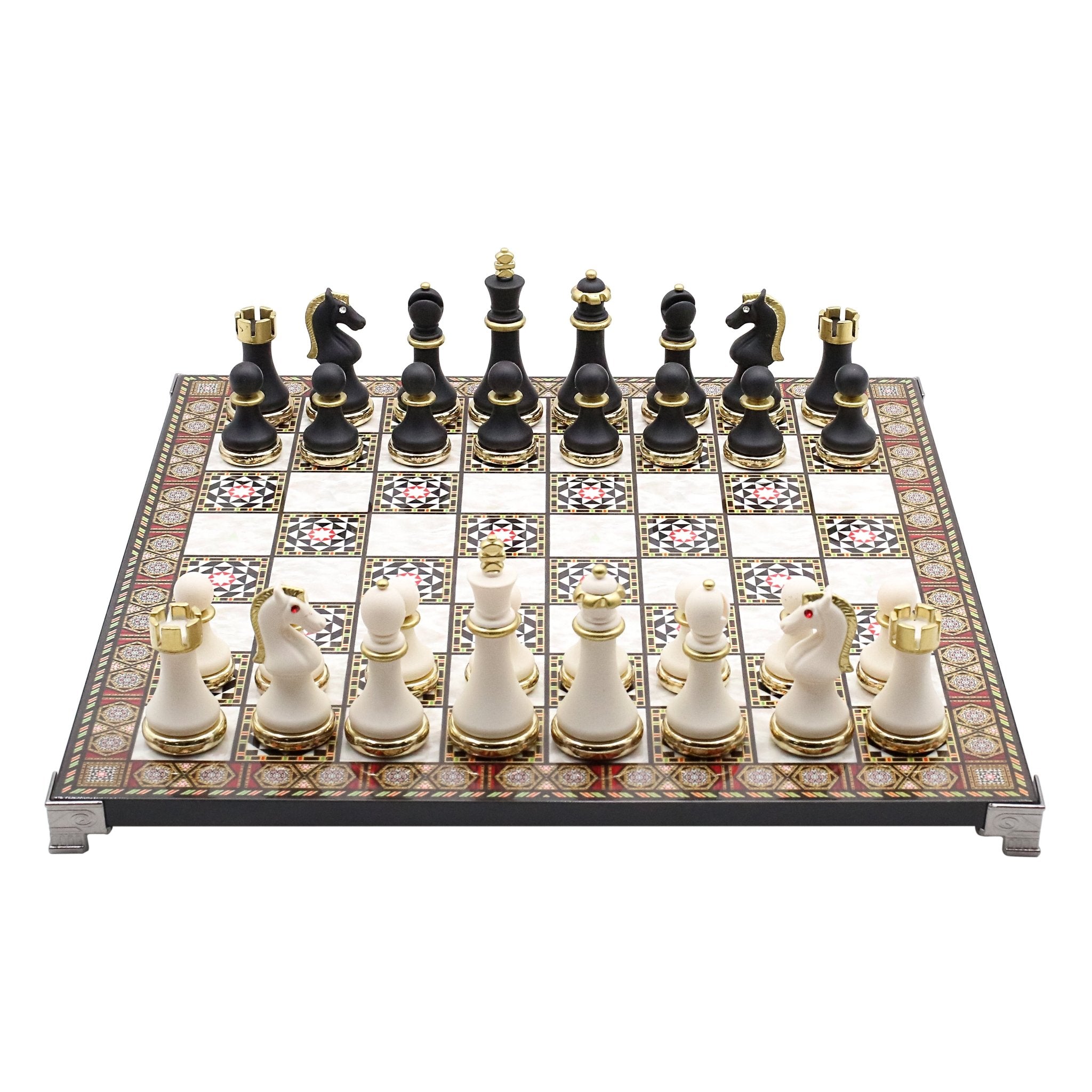Soft Touch Baroque Metal Chess Set | Chess Board w/ Metal Legs 37CM (15") - Cooper Chess