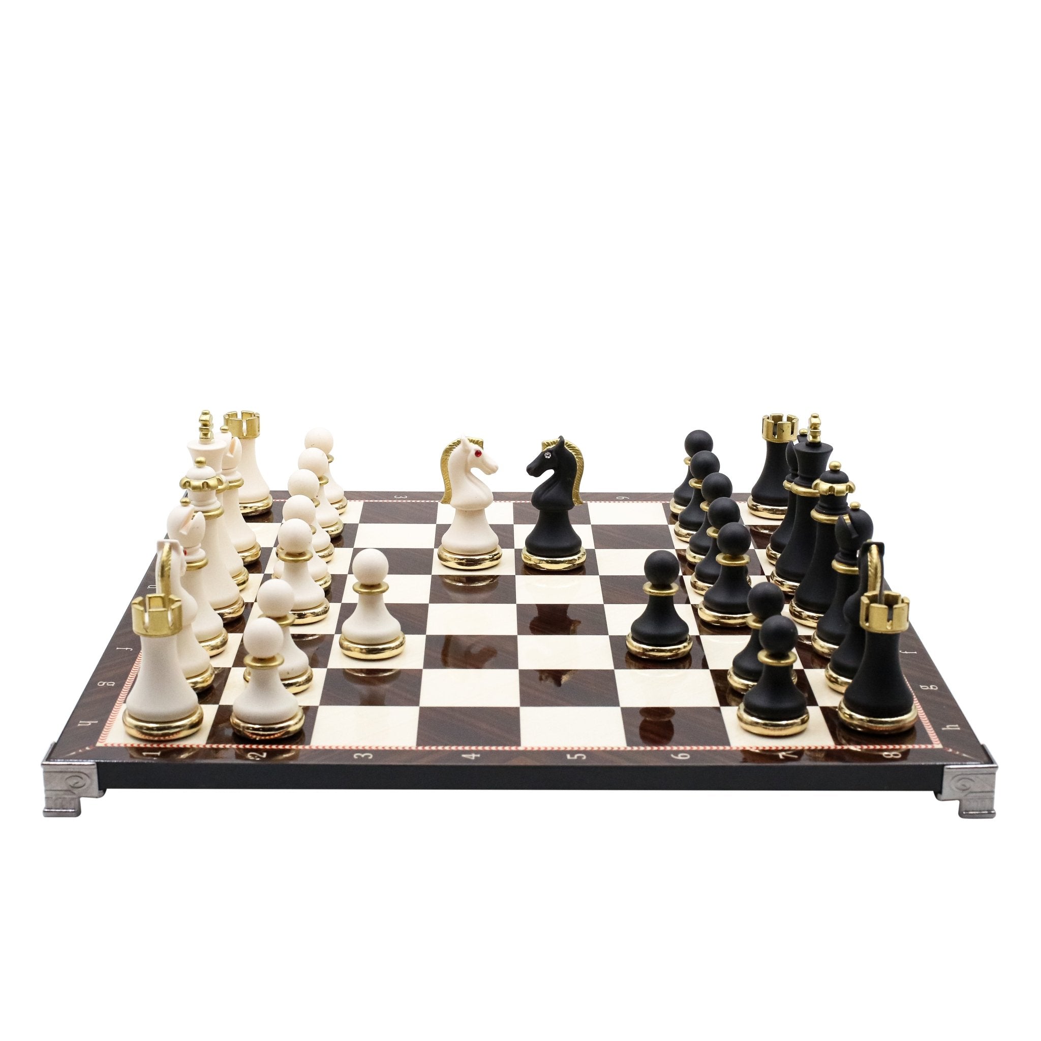 Soft Touch Baroque Metal Chess Set | Chess Board w/ Metal Legs 37CM (15") - Cooper Chess