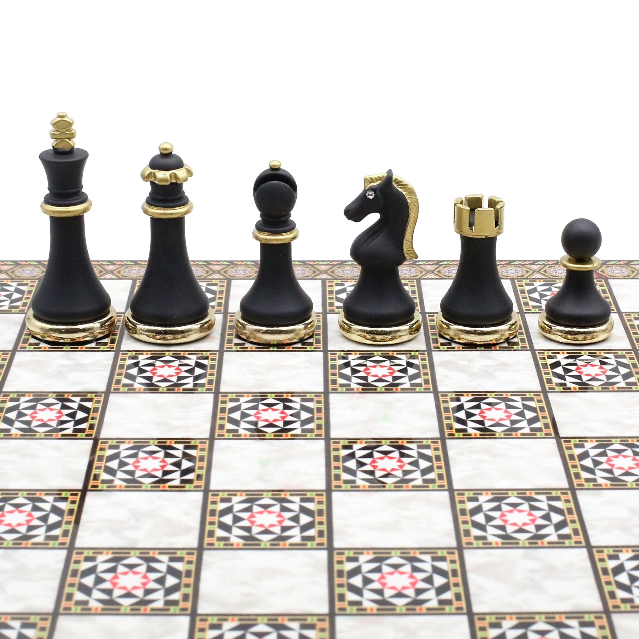 Soft Touch Baroque Metal Chess Set | Chess Board w/ Metal Legs 37CM (15") - Cooper Chess