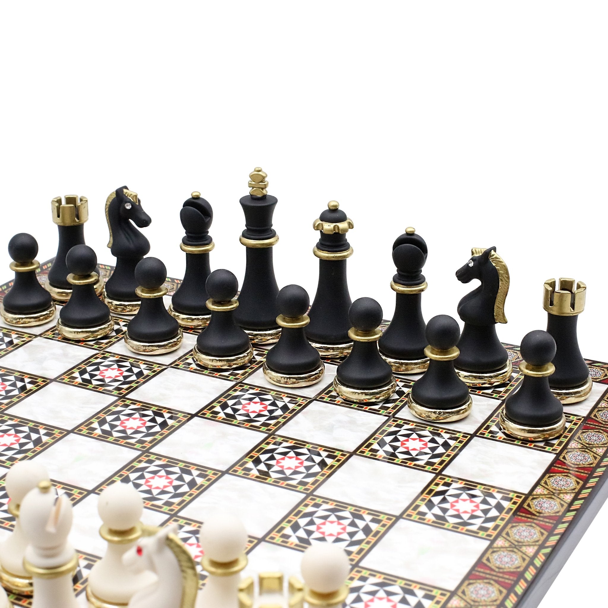 Soft Touch Baroque Metal Chess Set | Chess Board w/ Metal Legs 37CM (15") - Cooper Chess